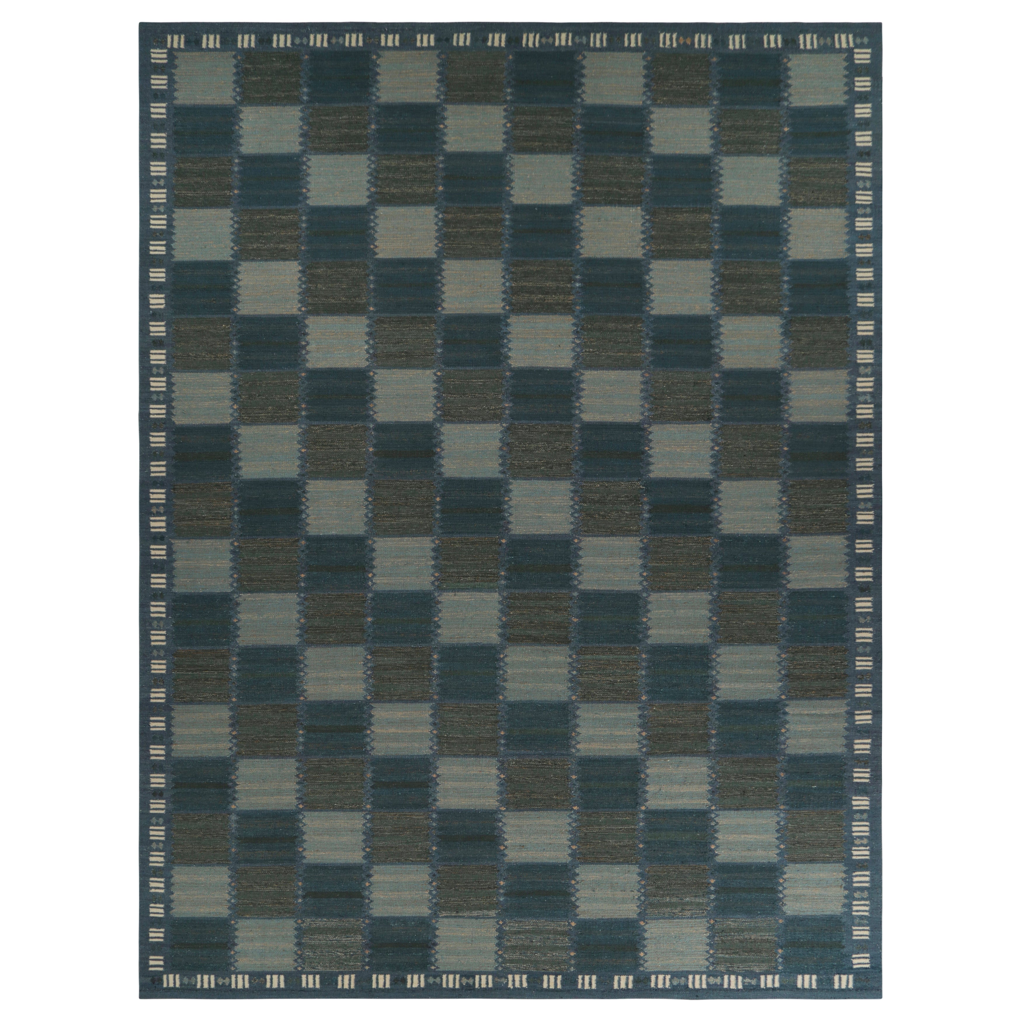 Rug 
Kilim’s Oversized Scandinavian Style Custom Rug, Gray-Brown Geometric For Sale
