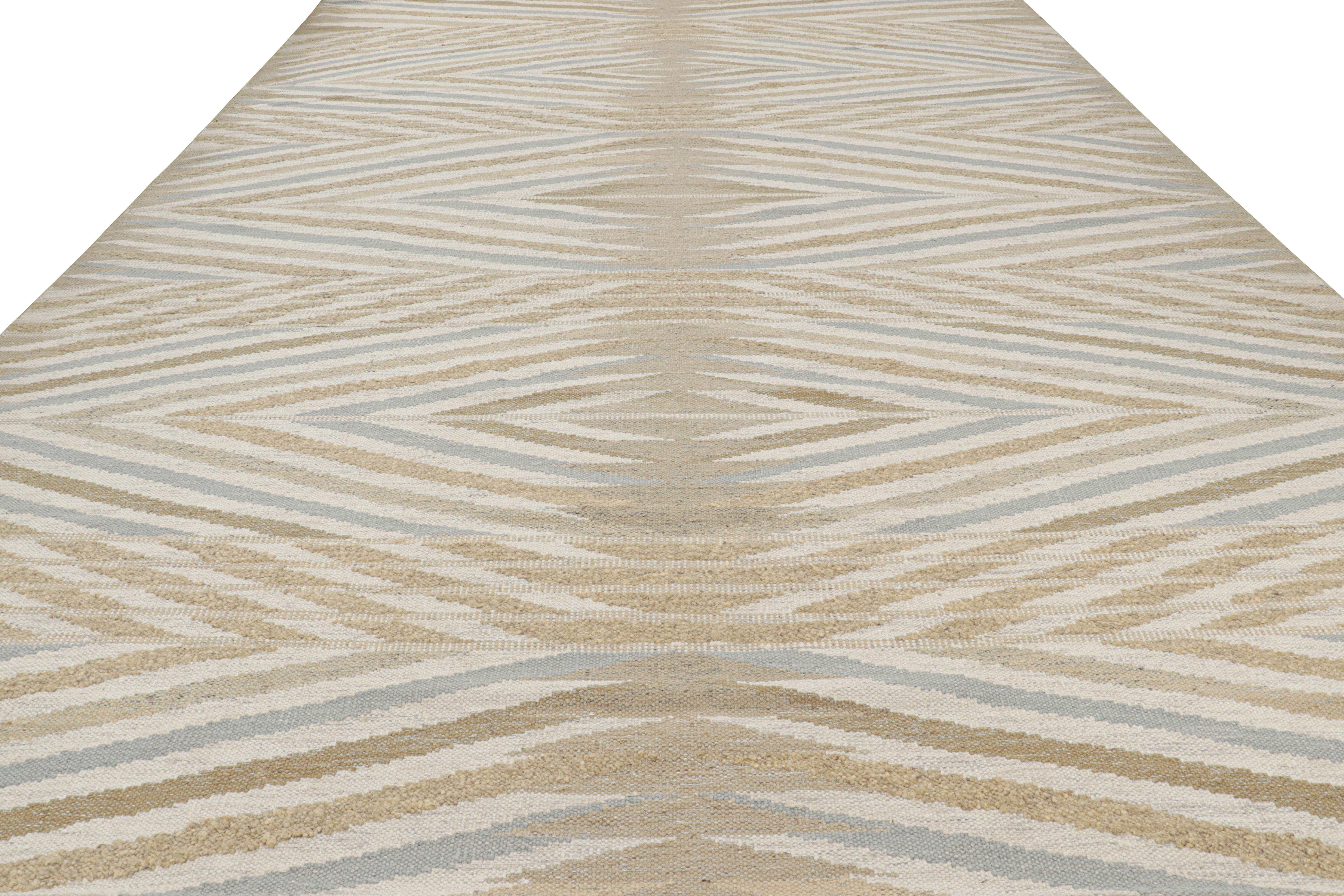 Indian Rug & Kilim’s Oversized Scandinavian Style Custom Rug with Chevron Patterns For Sale
