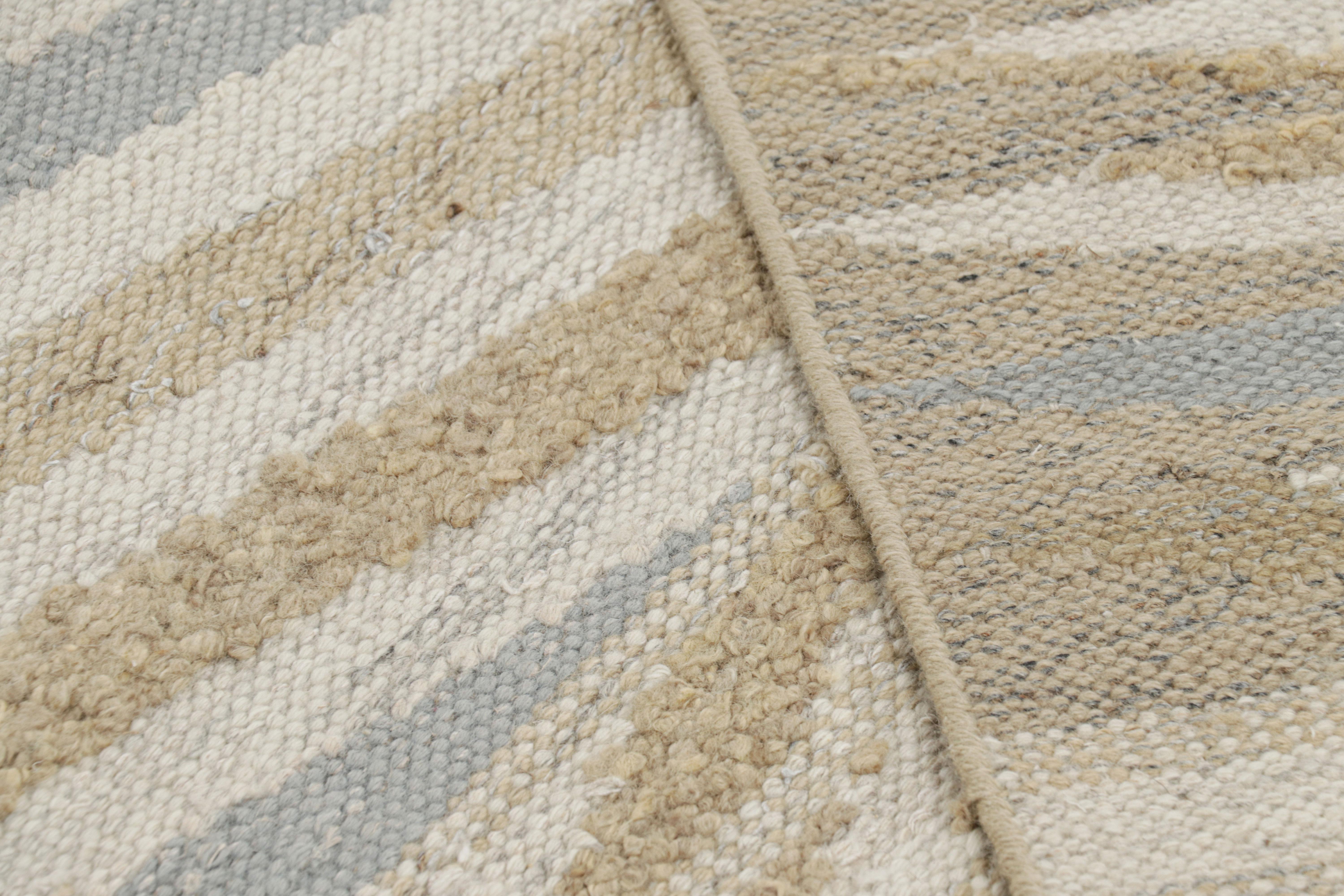 Contemporary Rug & Kilim’s Oversized Scandinavian Style Custom Rug with Chevron Patterns For Sale