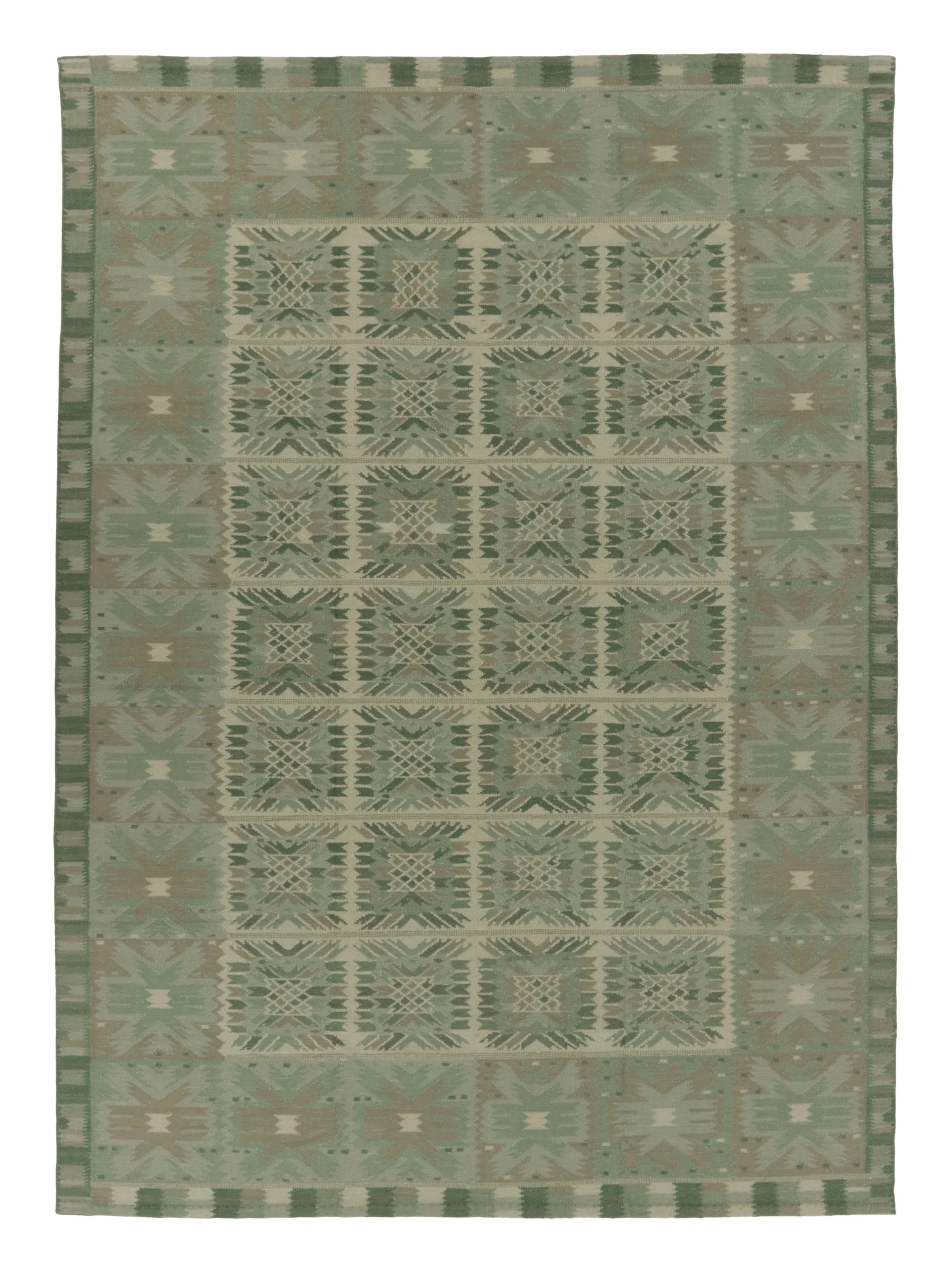 Rug & Kilim's Oversized Scandinavian Style CustomRug in Exotic Yarn Green Design