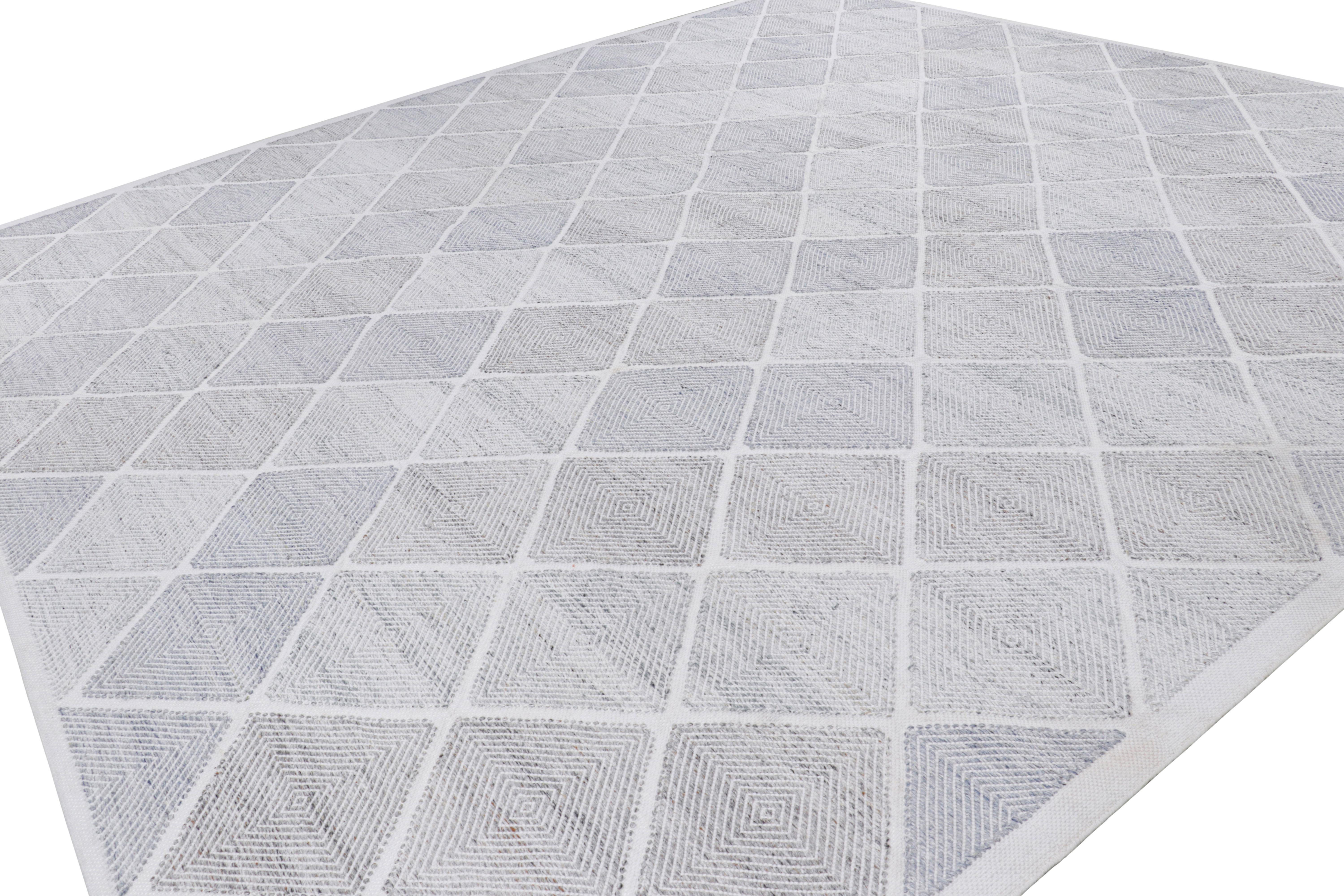 Indian Rug & Kilim’s Oversized Scandinavian Style Outdoor Rug in Blue and Gray Tones For Sale
