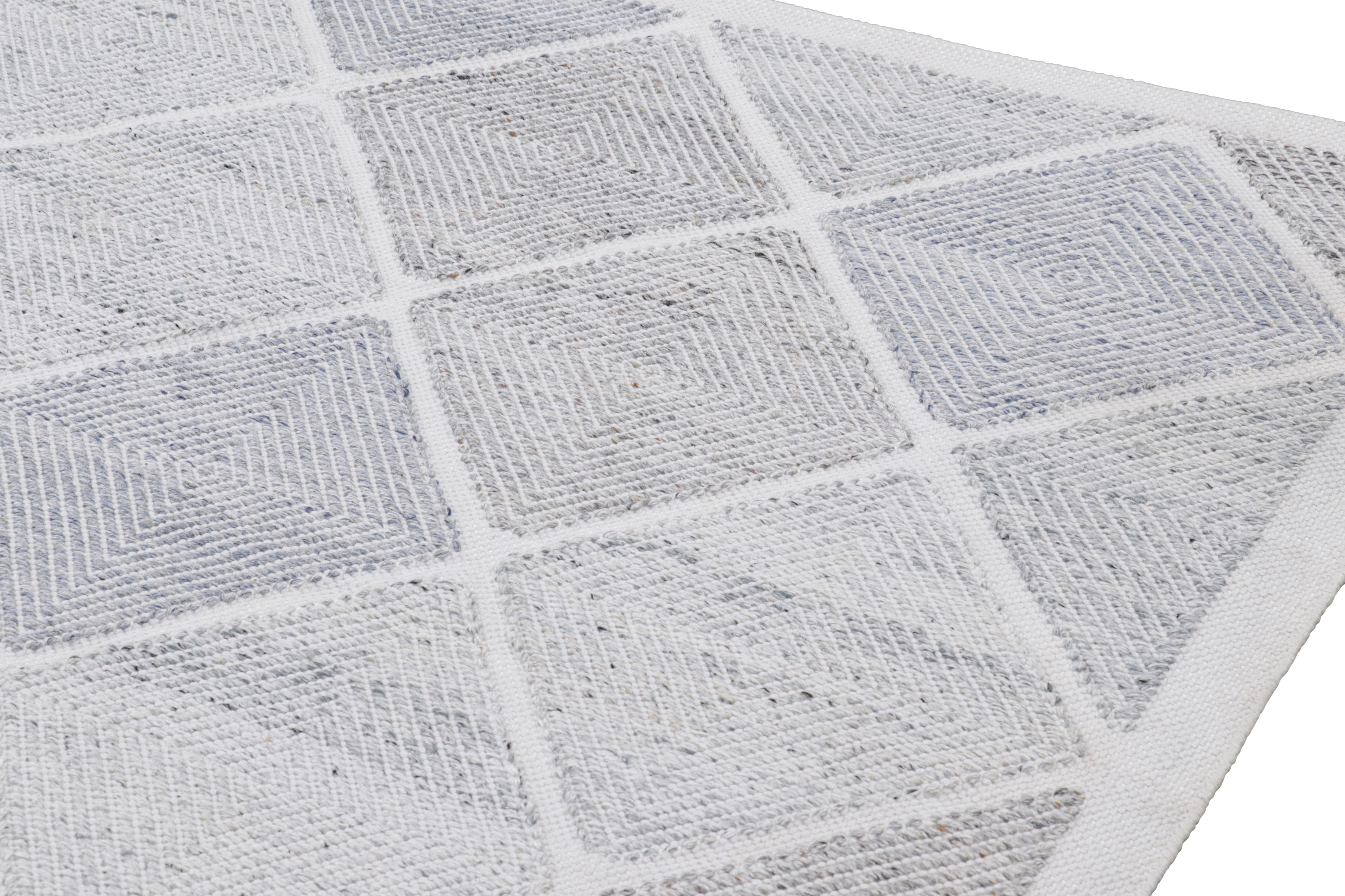 Rug & Kilim’s Oversized Scandinavian Style Outdoor Rug in Blue and Gray Tones In New Condition For Sale In Long Island City, NY