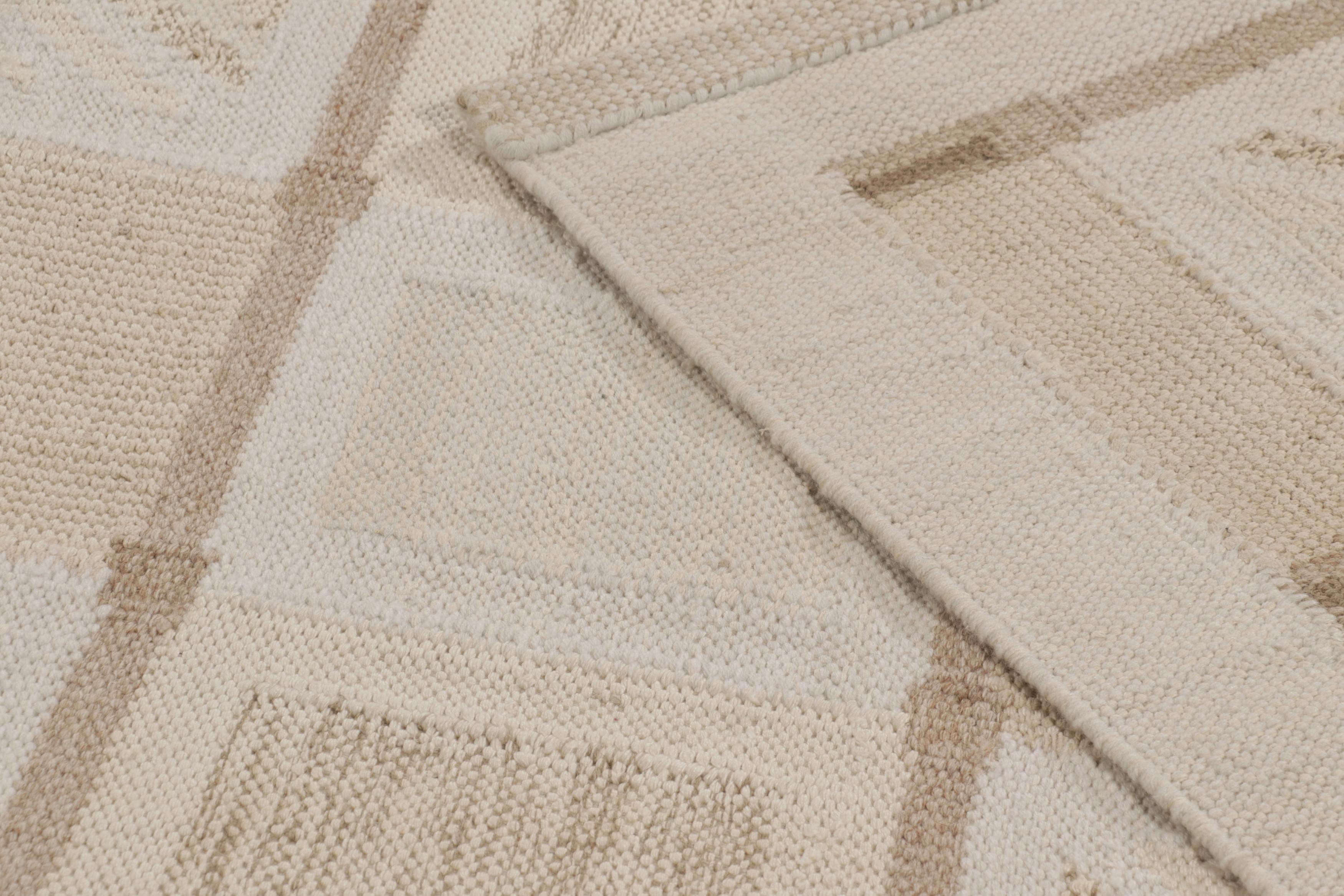 Wool Rug & Kilim’s Oversized  Scandinavian Style Rug, Cream-White Minimalist Geometry For Sale