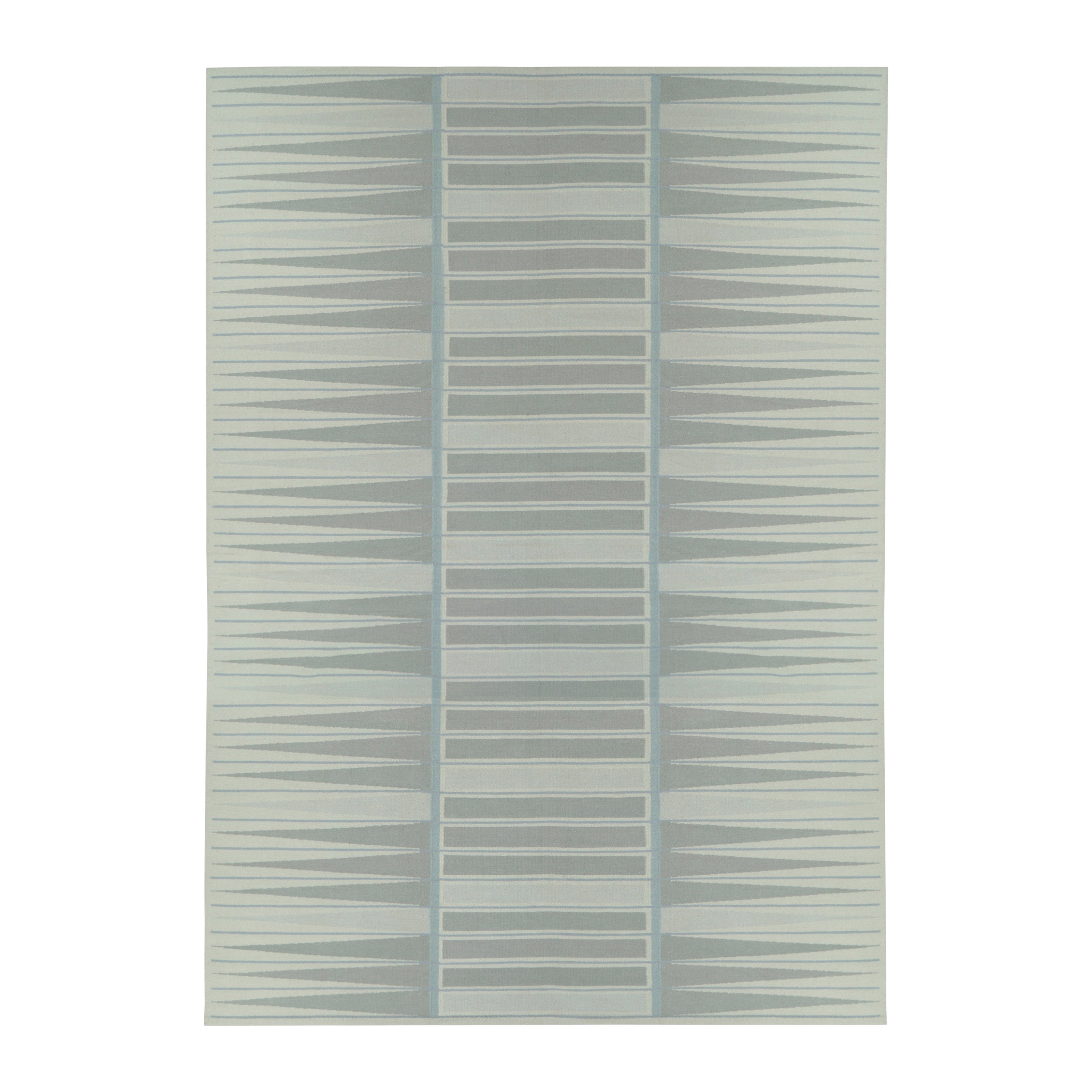Alfombra sobredimensionada de estilo escandinavo Rug & Kilim, estampado geométrico verde y azul