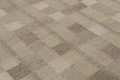 Rug & Kilim’s Oversized Scandinavian Style Rug in Beige-Brown Geometric Patterns