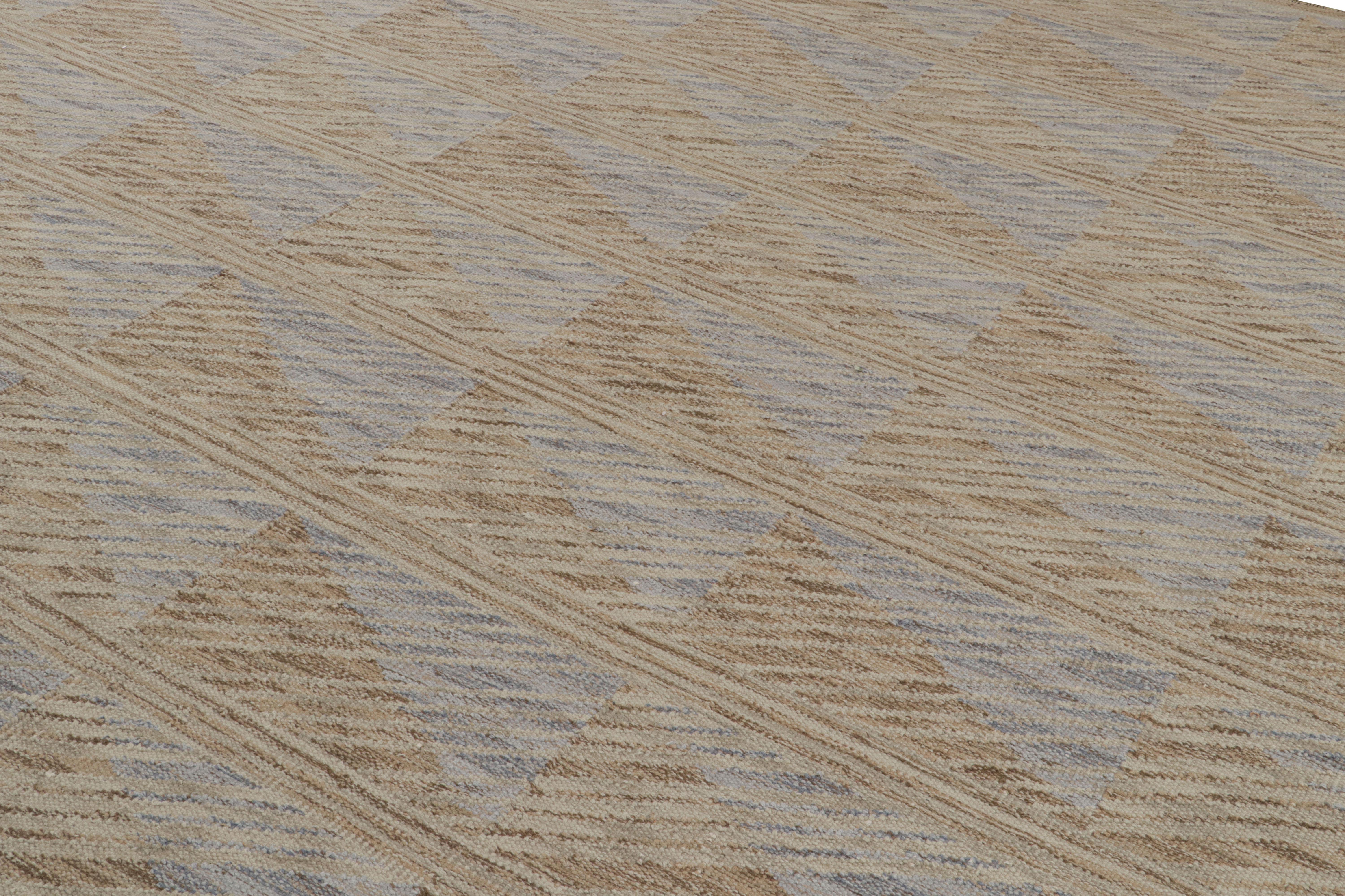 Alfombra sobredimensionada de estilo escandinavo de Rug & Kilim con motivos geométricos beige-marrón Indio en venta