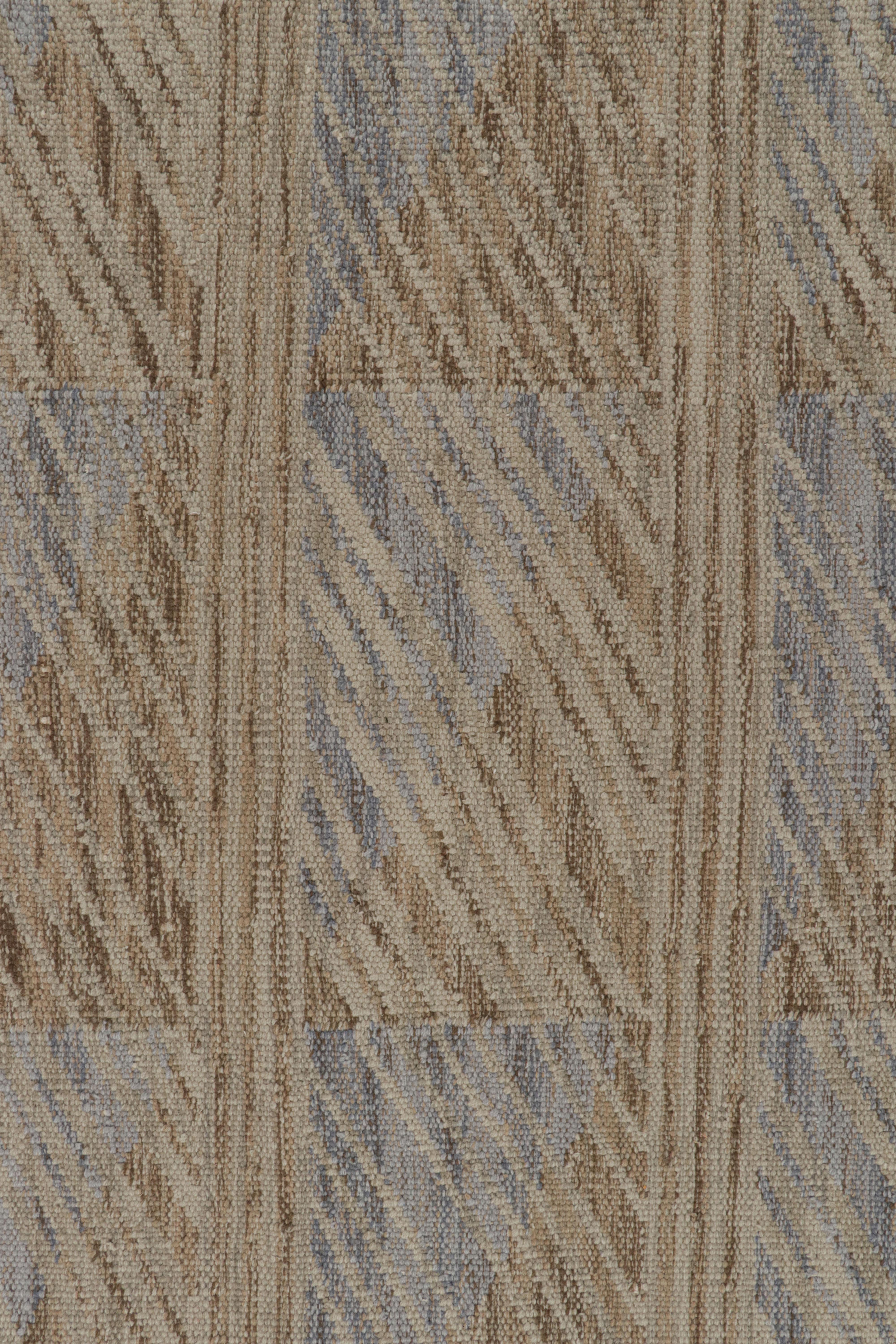 Alfombra sobredimensionada de estilo escandinavo de Rug & Kilim con motivos geométricos beige-marrón Anudado a mano en venta