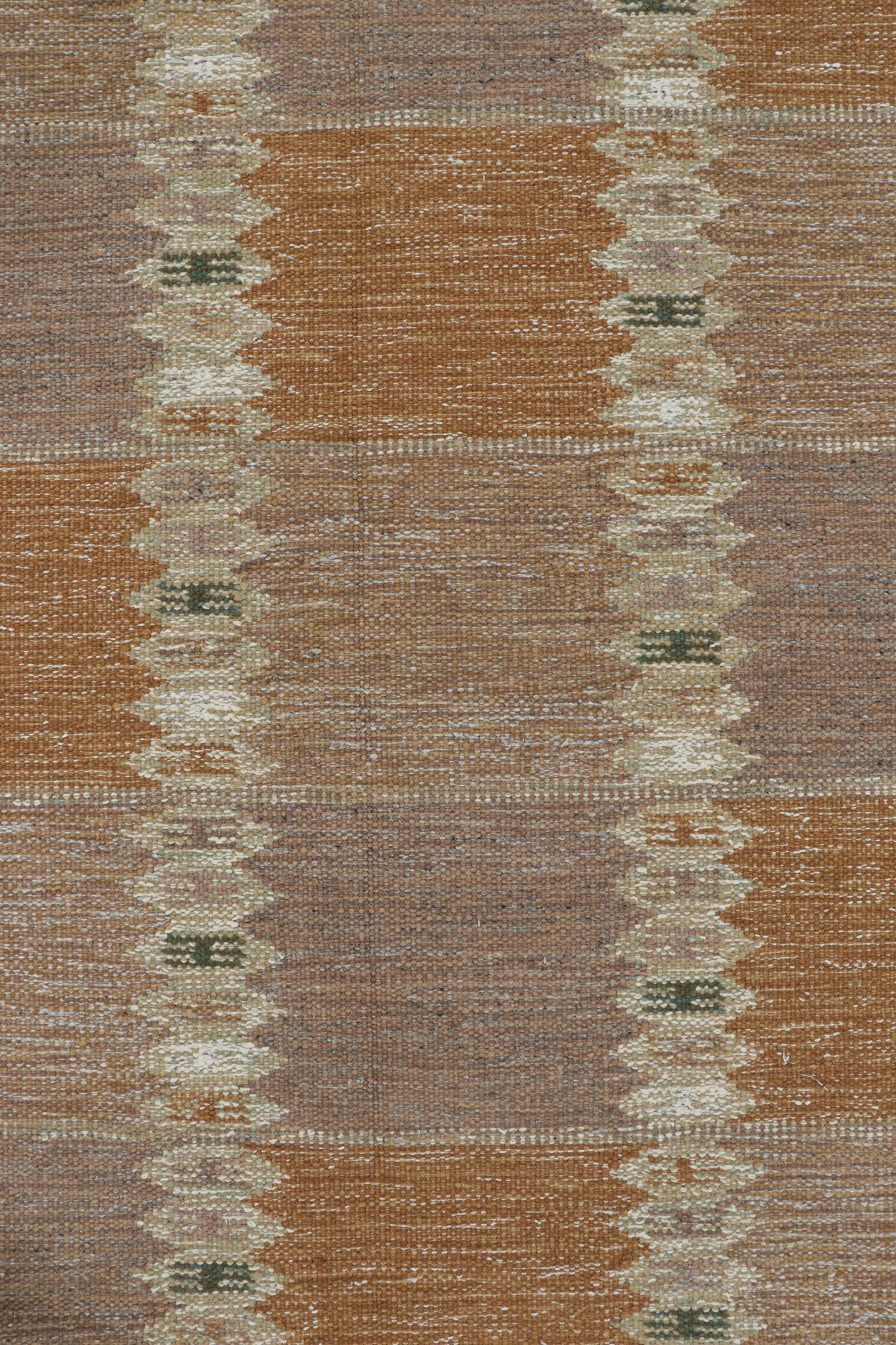 Rug & Kilim’s Oversized Scandinavian Style Rug in Beige-Brown Geometric Patterns In New Condition For Sale In Long Island City, NY