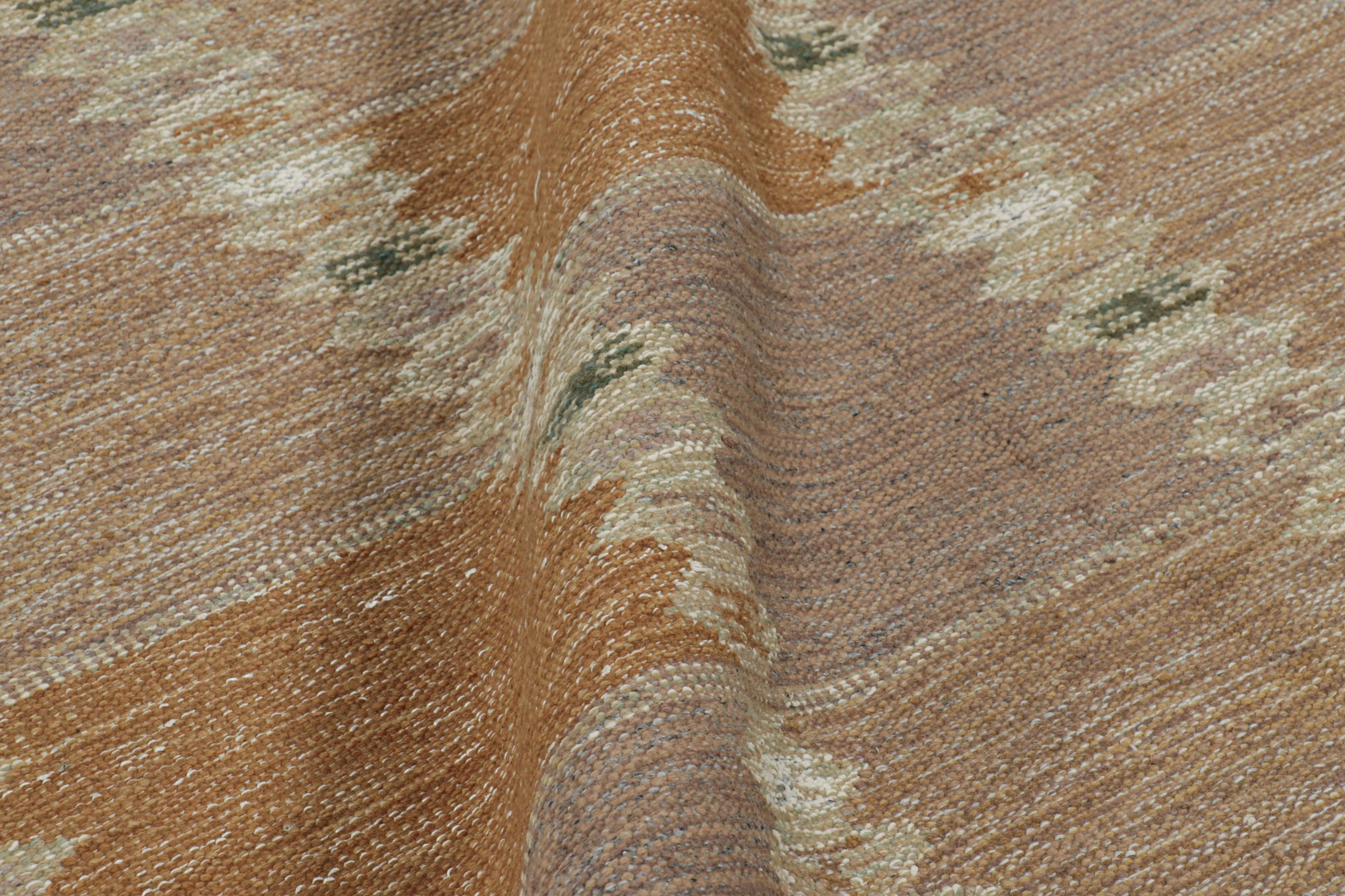 Contemporary Rug & Kilim’s Oversized Scandinavian Style Rug in Beige-Brown Geometric Patterns For Sale