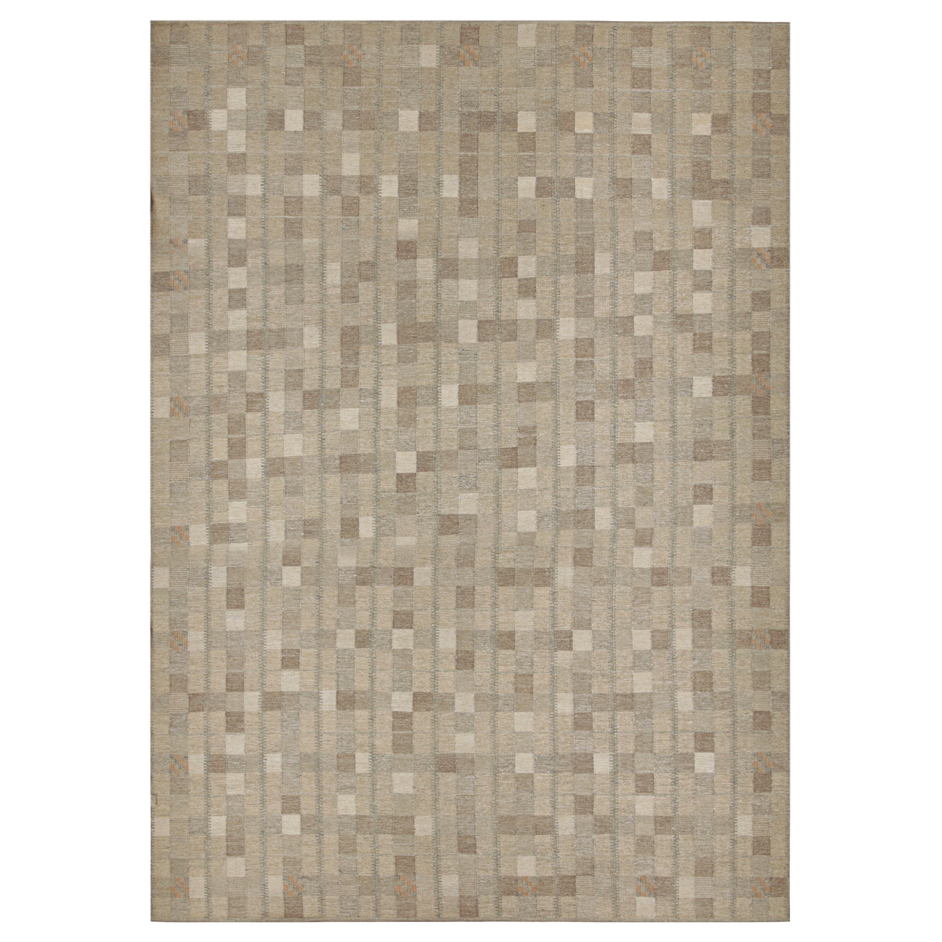 Rug & Kilim’s Oversized Scandinavian Style Rug in Beige-Brown Geometric Patterns