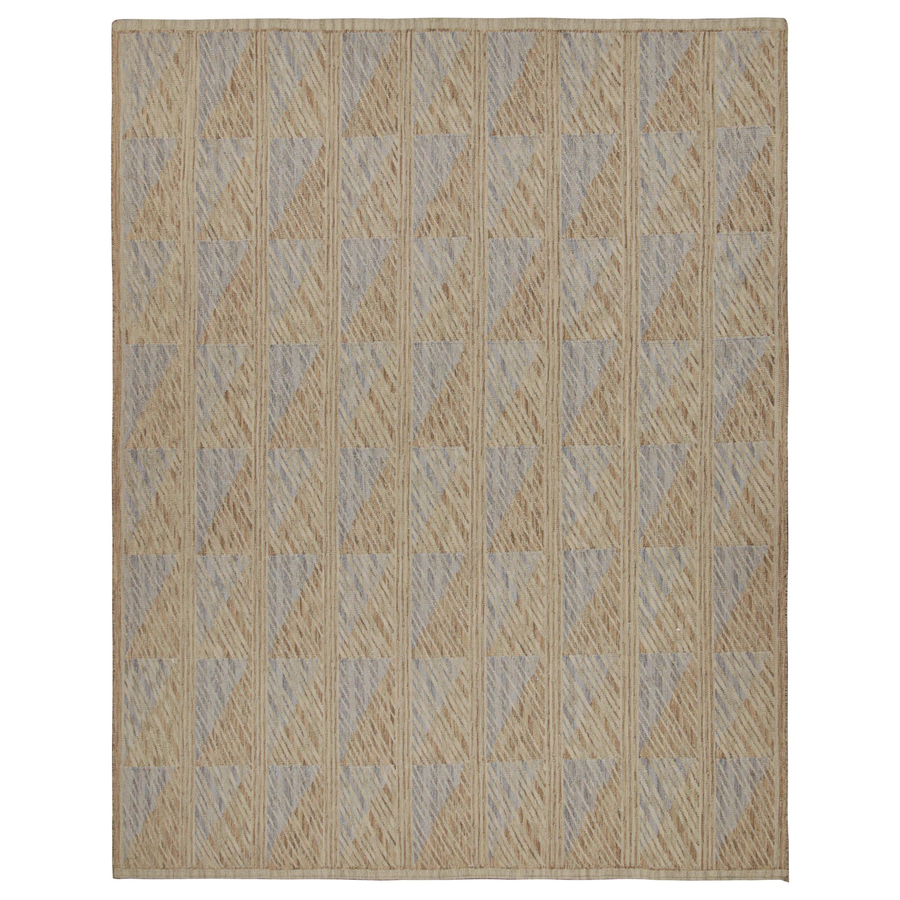 Rug 
Kilim
s übergroßer Teppich im skandinavischen Stil in Beige-Braun mit geometrischen Mustern