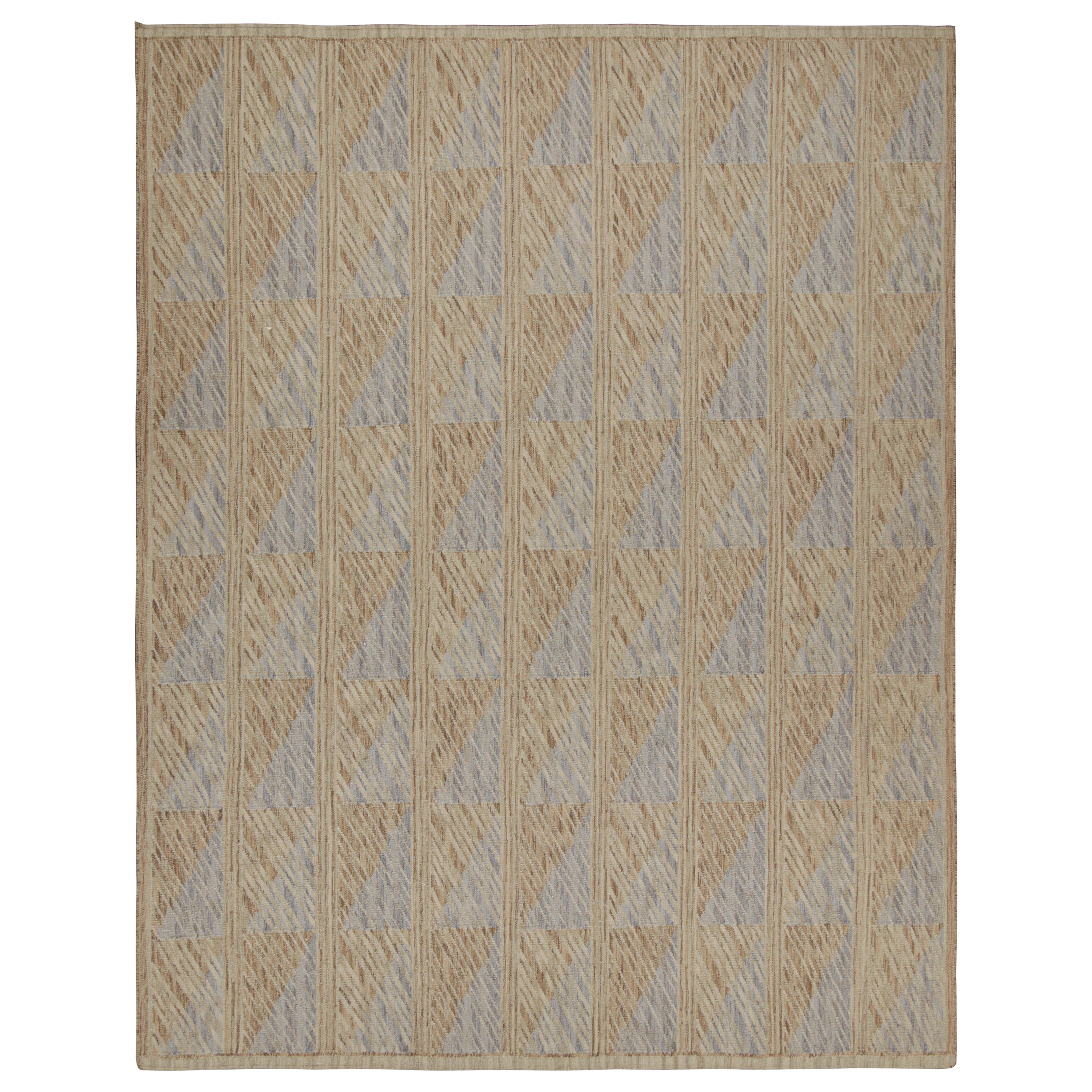 Alfombra sobredimensionada de estilo escandinavo de Rug & Kilim con motivos geométricos beige-marrón en venta
