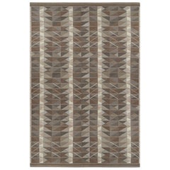 Rug & Kilim’s Oversized Scandinavian Style Rug in Beige-Brown Geometric Patterns