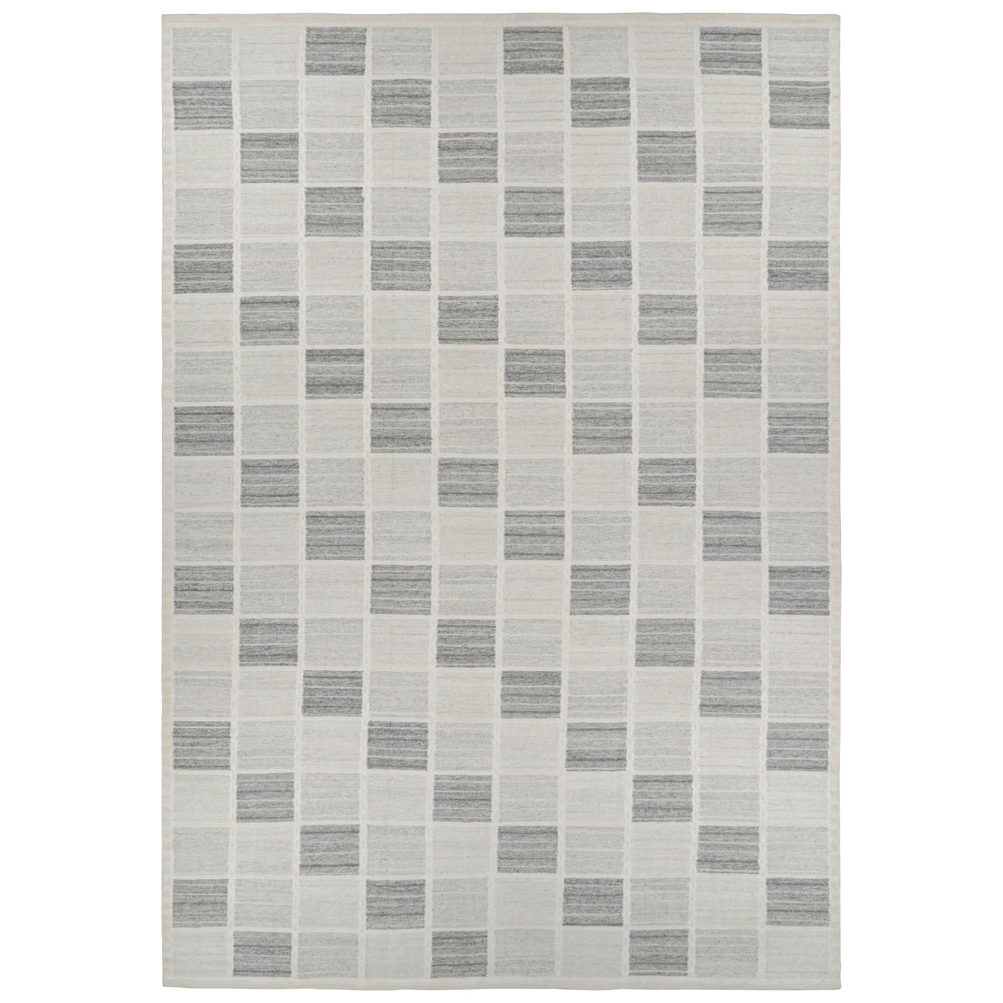 Rug
Kilim
s Oversized Scandinavian Style Rug in Gray
White Geometric Pattern (Tapis de style scandinave surdimensionné à motif géométrique gris et blanc)