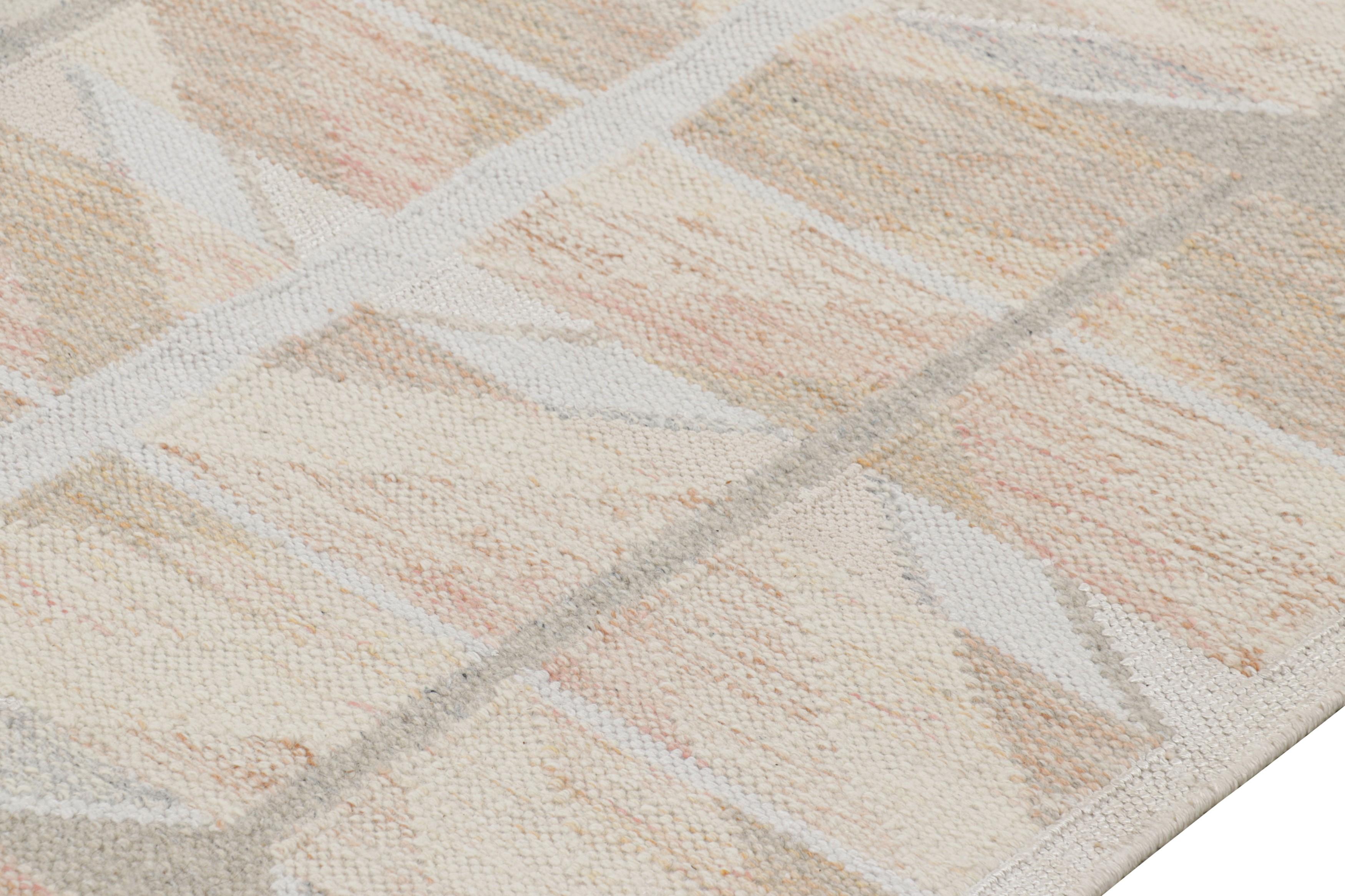 Rug & Kilim’s Oversized Scandinavian Style Rug in Peach with Geometric Patterns In New Condition For Sale In Long Island City, NY