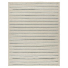 Rug & Kilim's Oversized Scandinavian Style Rug in White and Blue Stripes