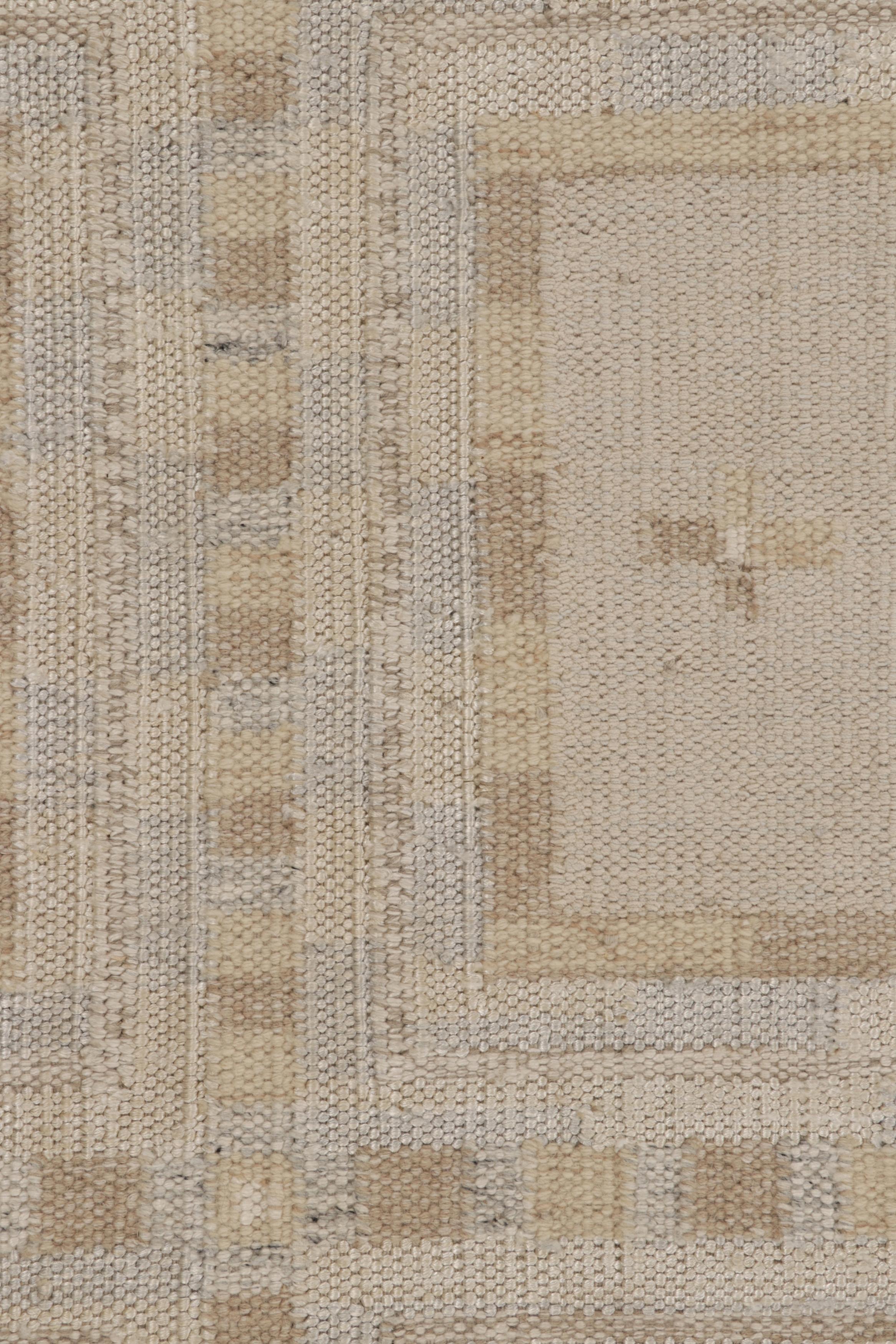 Hand-Woven Rug & Kilim’s Oversized Scandinavian Style Rug, Minimalist Geometry in Silk For Sale