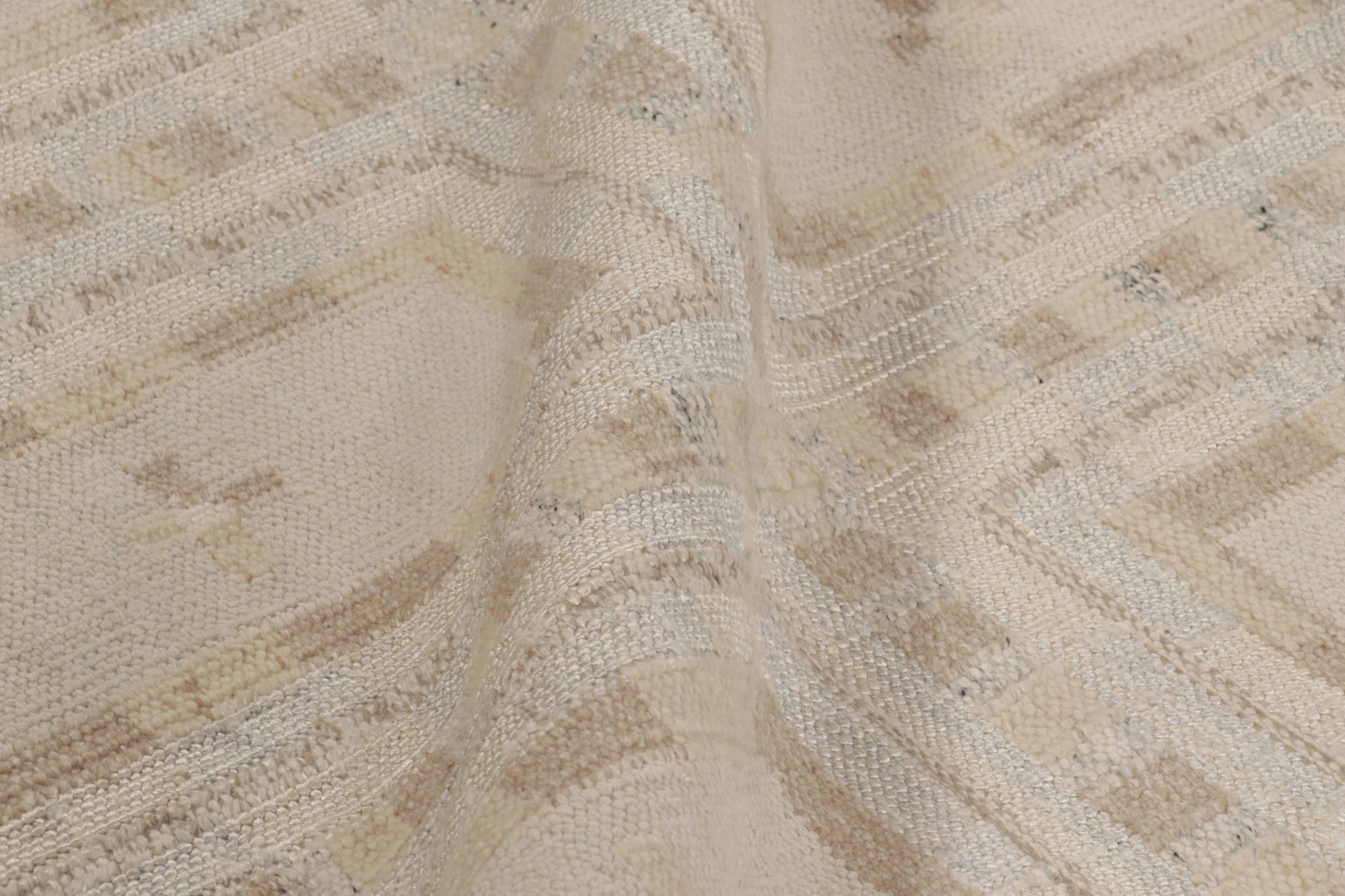 Contemporary Rug & Kilim’s Oversized Scandinavian Style Rug, Minimalist Geometry in Silk For Sale