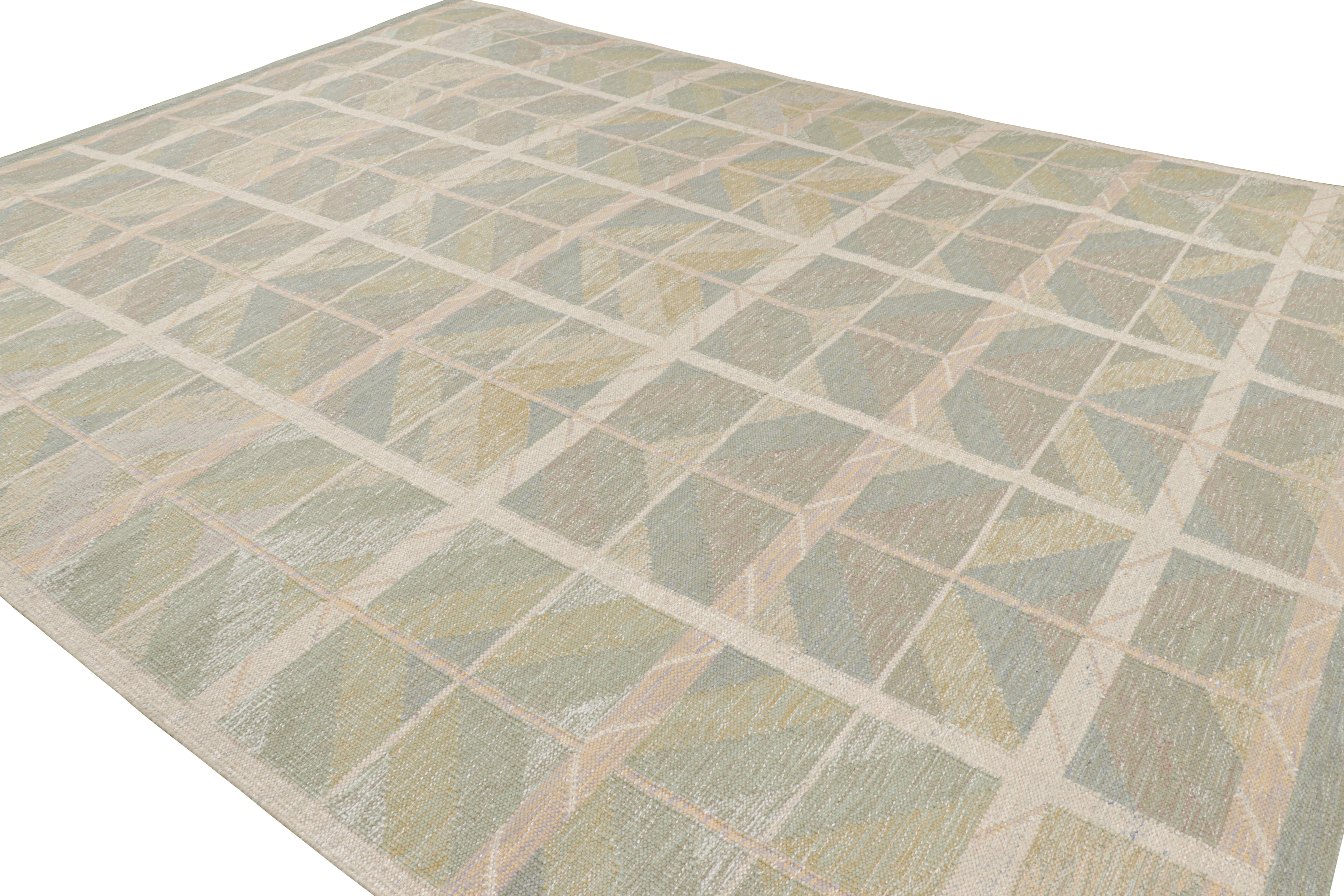 Indiano Rug & Kilim: Tappeto oversize in stile scandinavo con motivi geometrici Chevron in vendita