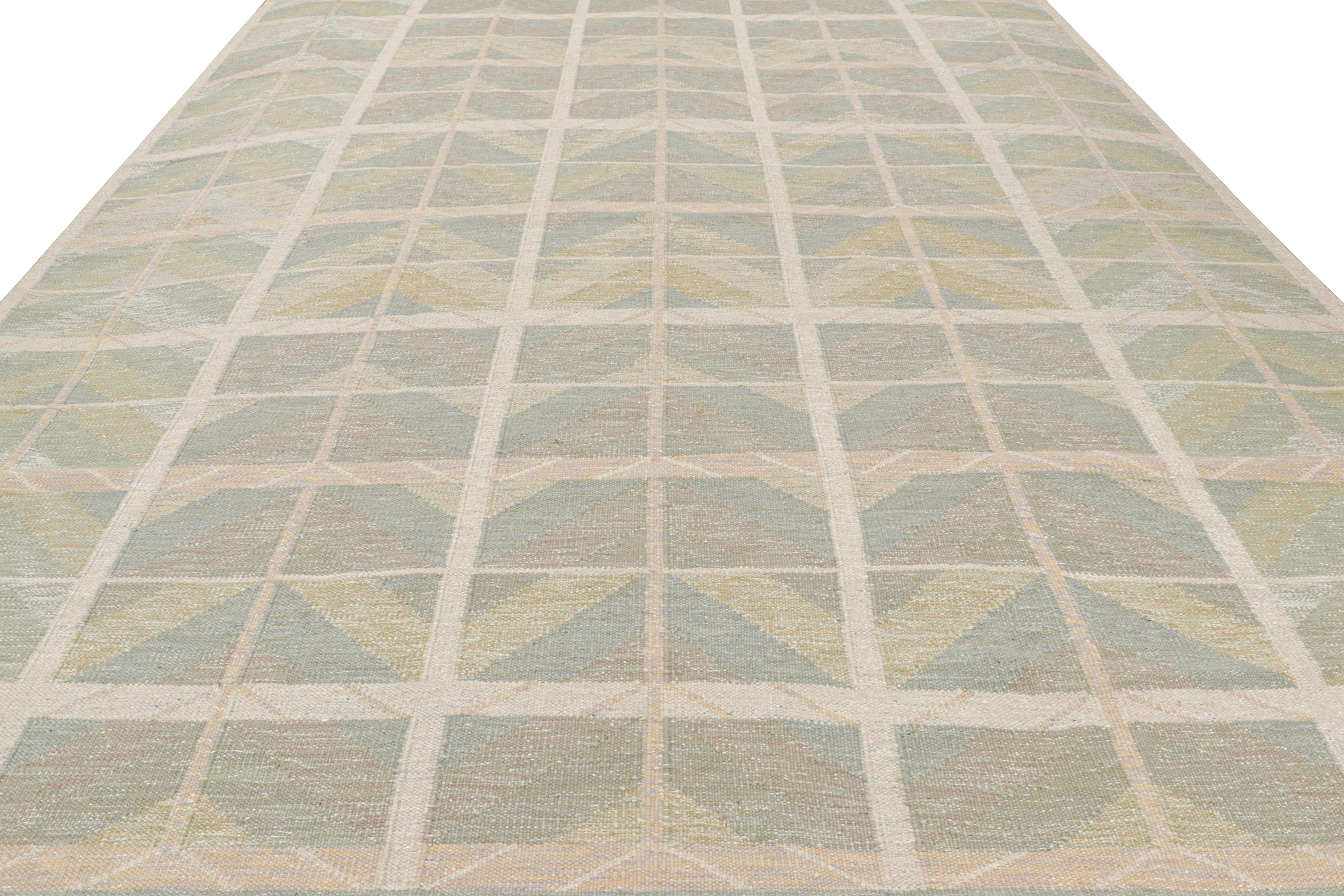 Tessuto a mano Rug & Kilim: Tappeto oversize in stile scandinavo con motivi geometrici Chevron in vendita