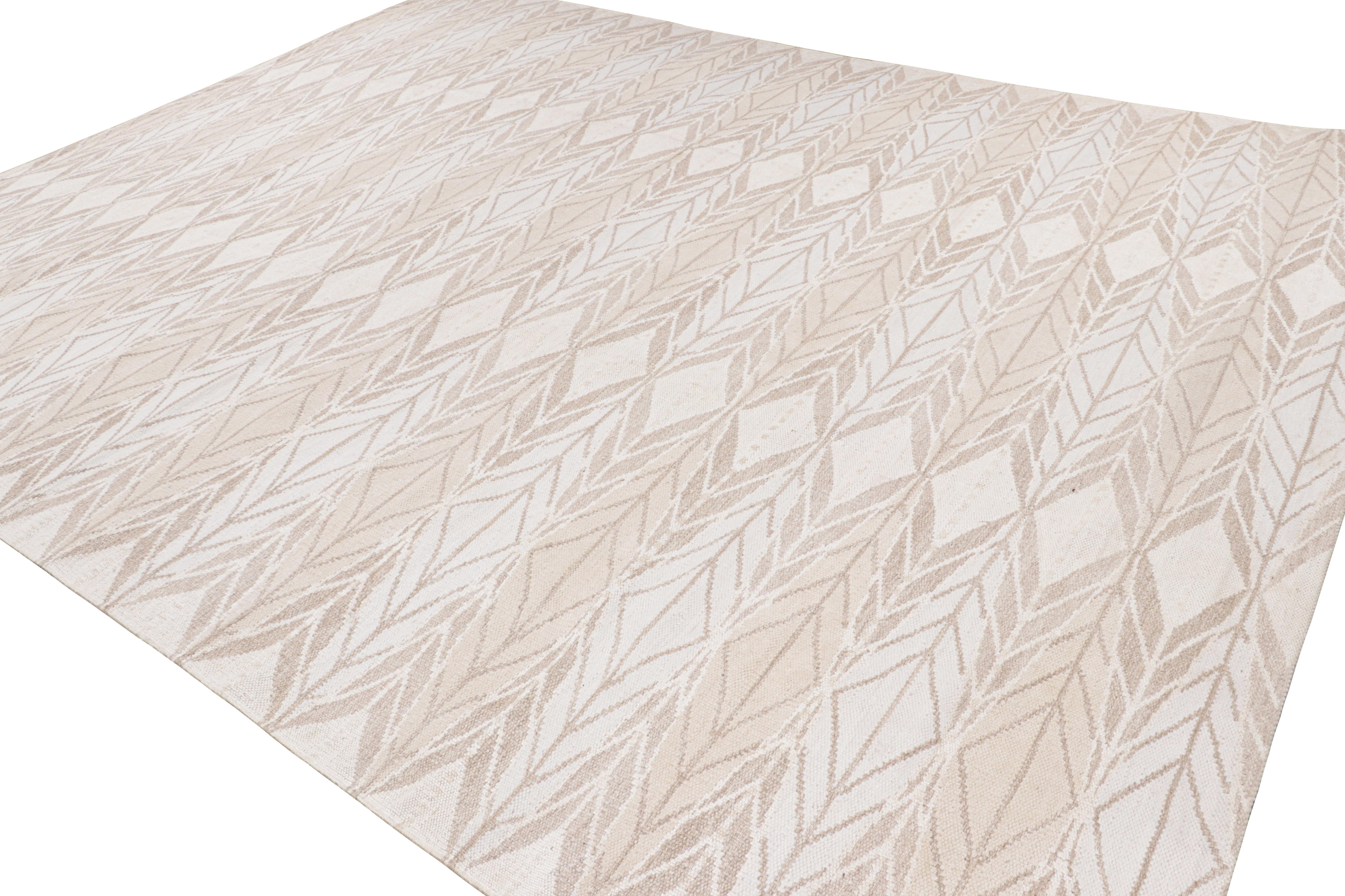 Indian Rug & Kilim’s Oversized Scandinavian Style Rug with Geometric Patterns For Sale