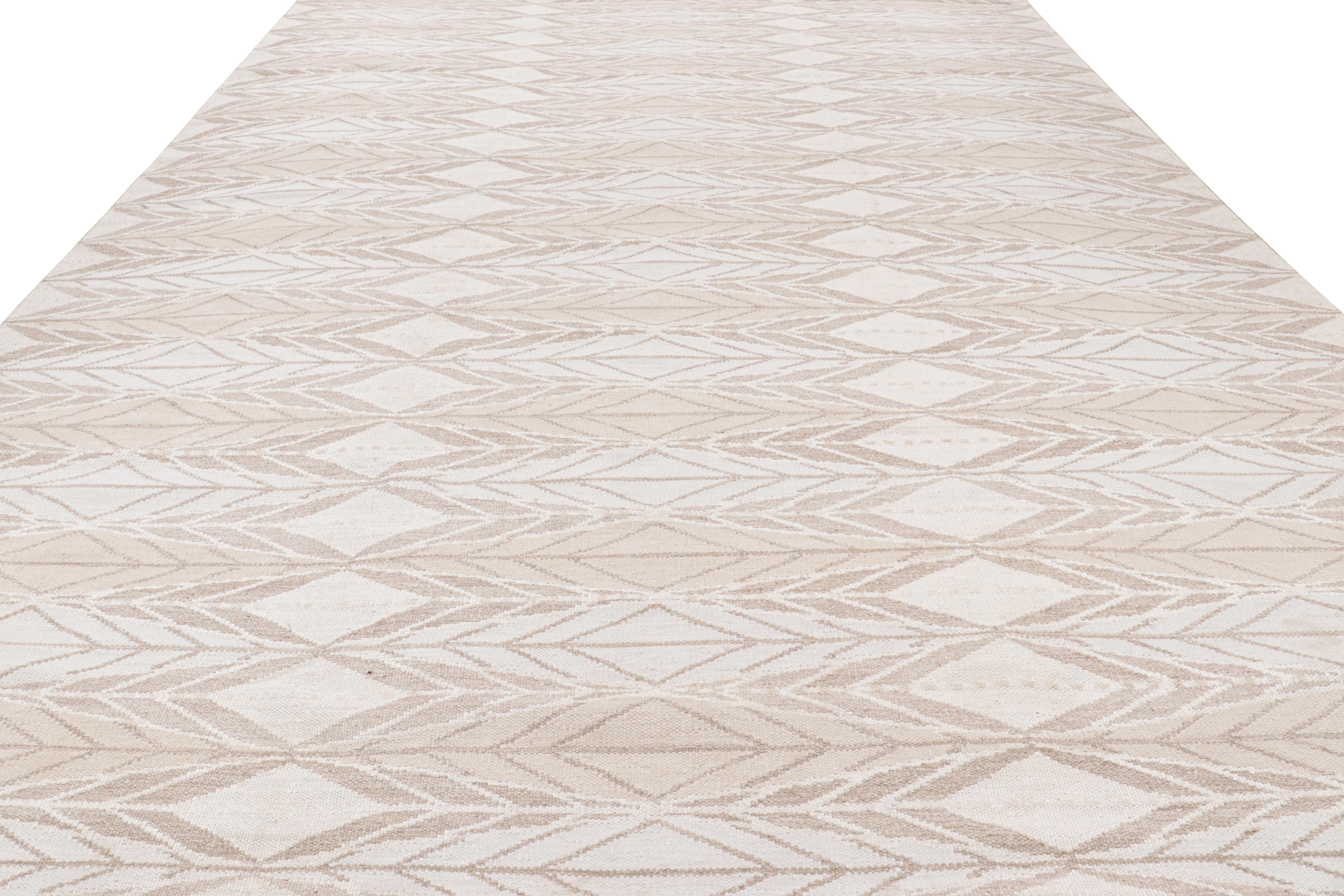 Hand-Woven Rug & Kilim’s Oversized Scandinavian Style Rug with Geometric Patterns For Sale