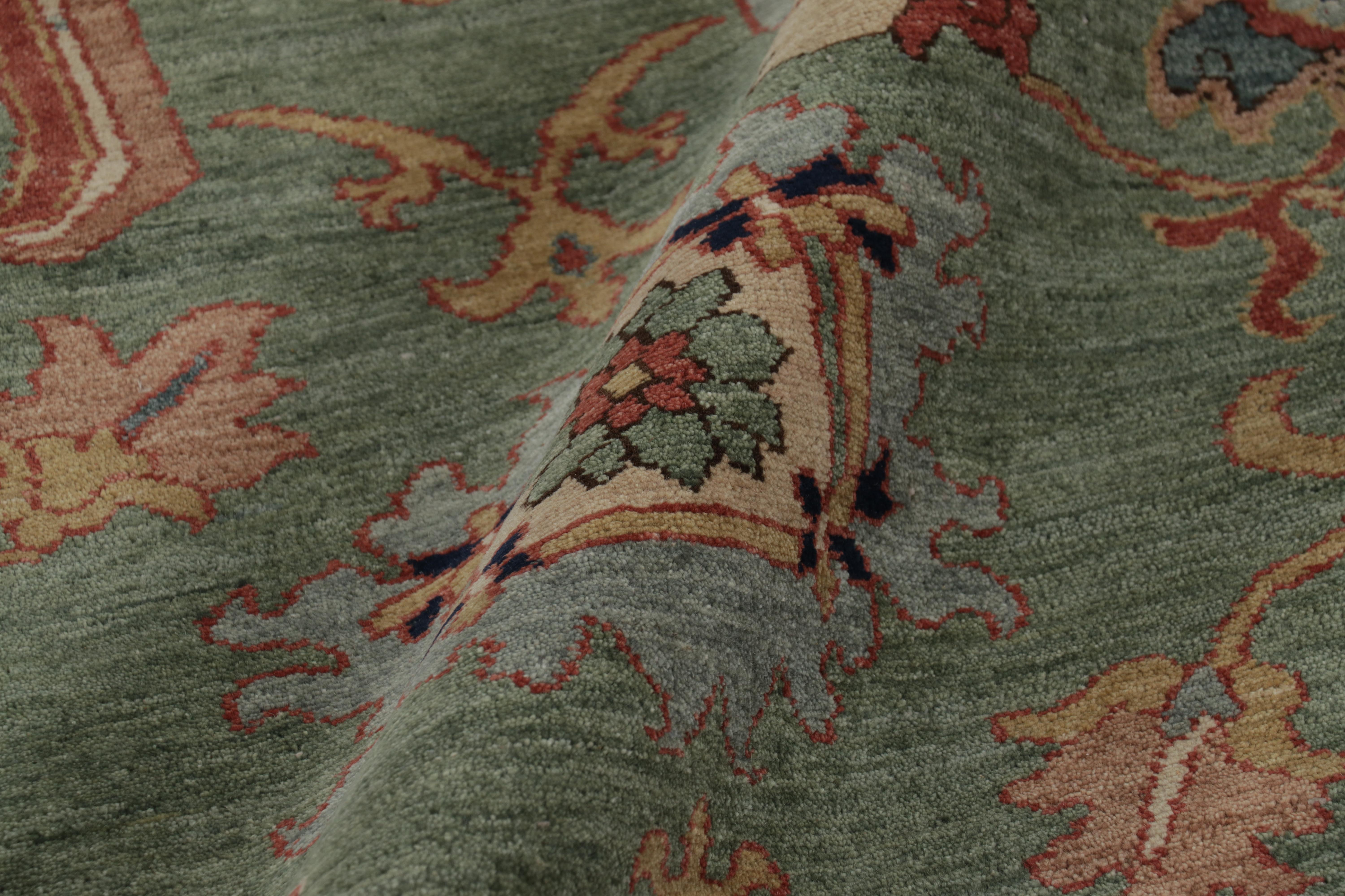 Rug & Kilim's übergroßer Teppich im Sultanabad-Stil in Teal Green mit Blumenmustern im Angebot 3