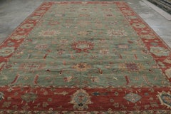 Rug & Kilim’s Oversized Sultanabad Style Rug in Teal Green with Floral Patterns