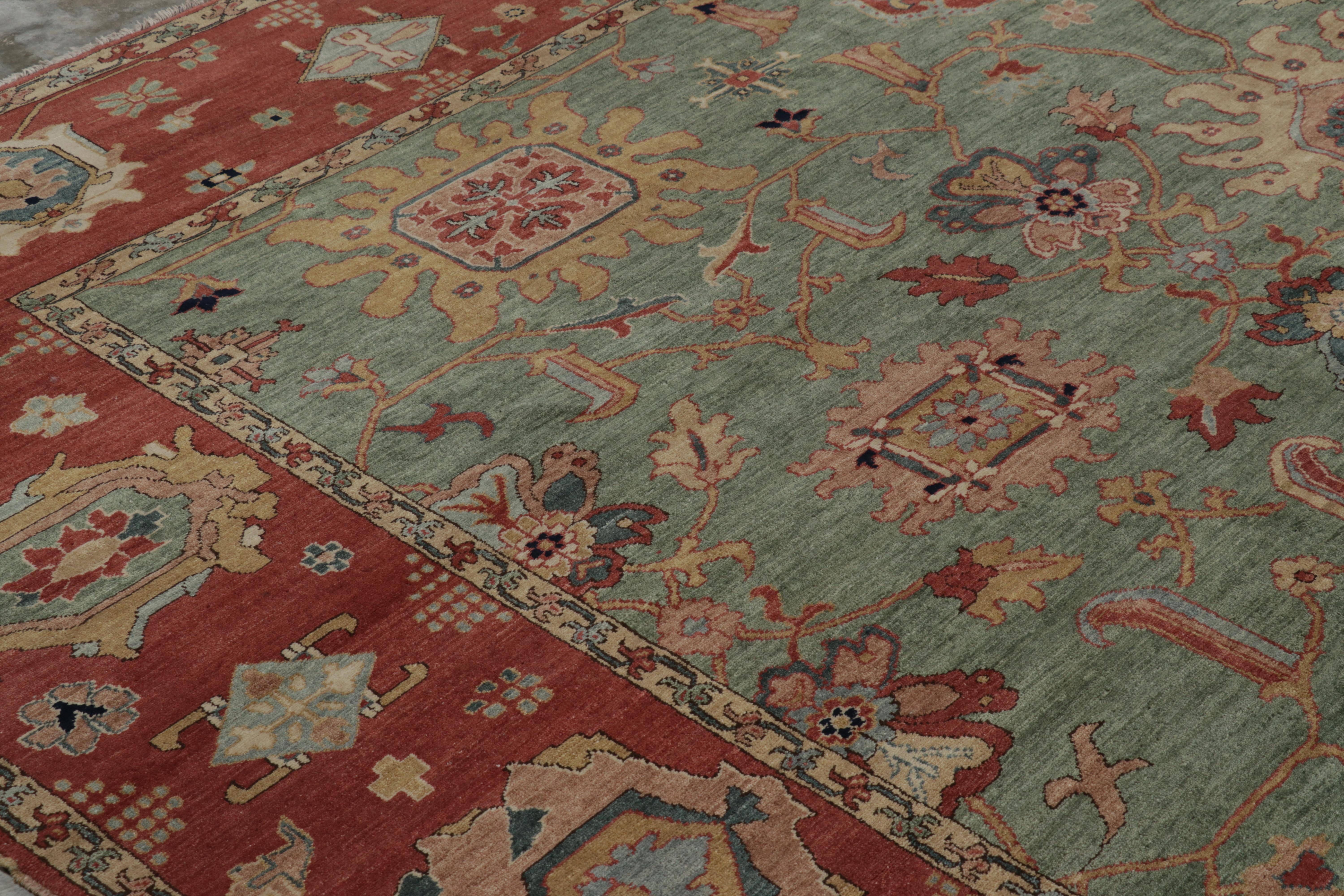 Rug & Kilim's übergroßer Teppich im Sultanabad-Stil in Teal Green mit Blumenmustern (Wolle) im Angebot