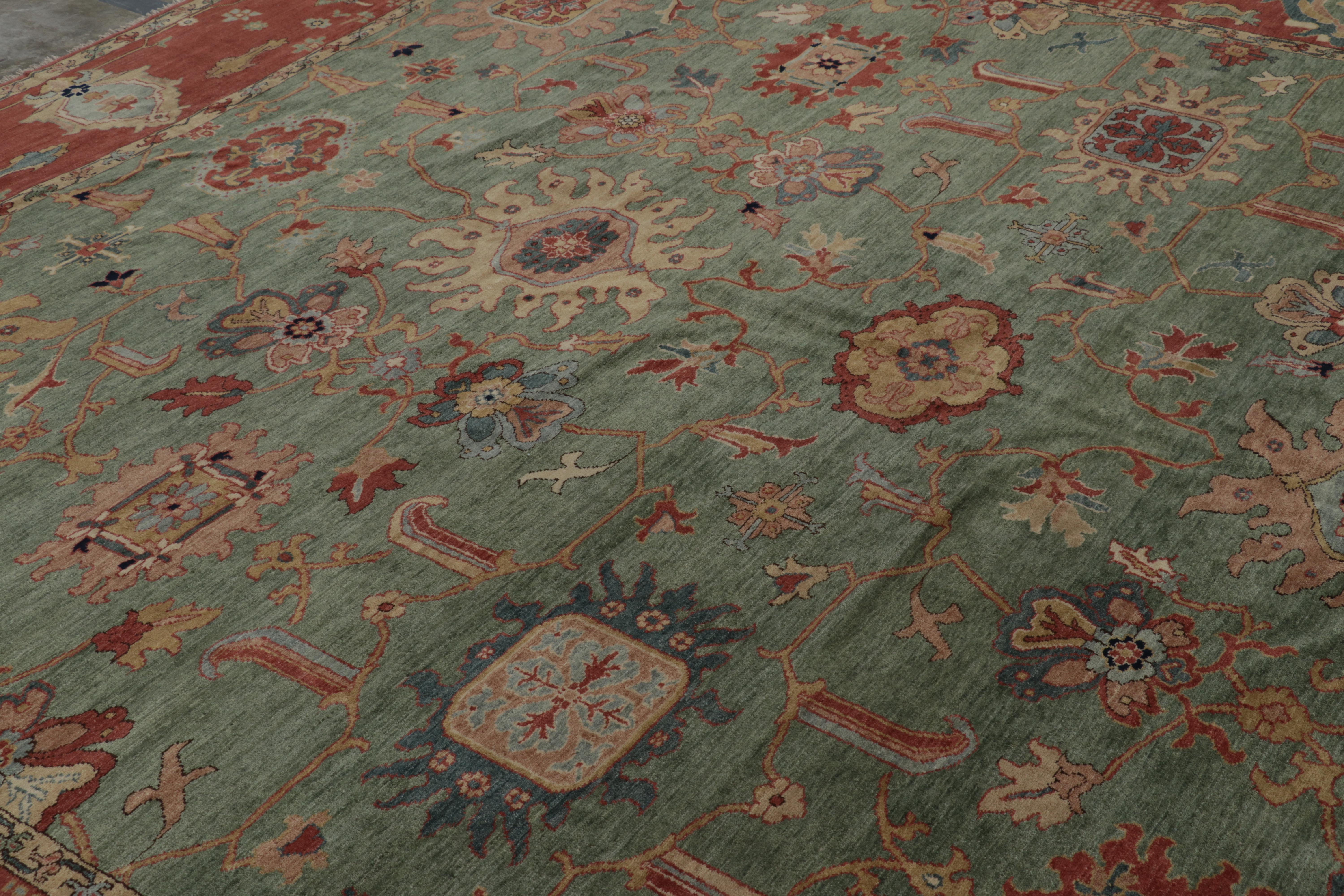 Rug & Kilim è un tappeto oversize in stile Sultanabad Rug in verde acqua con motivi floreali in vendita 1