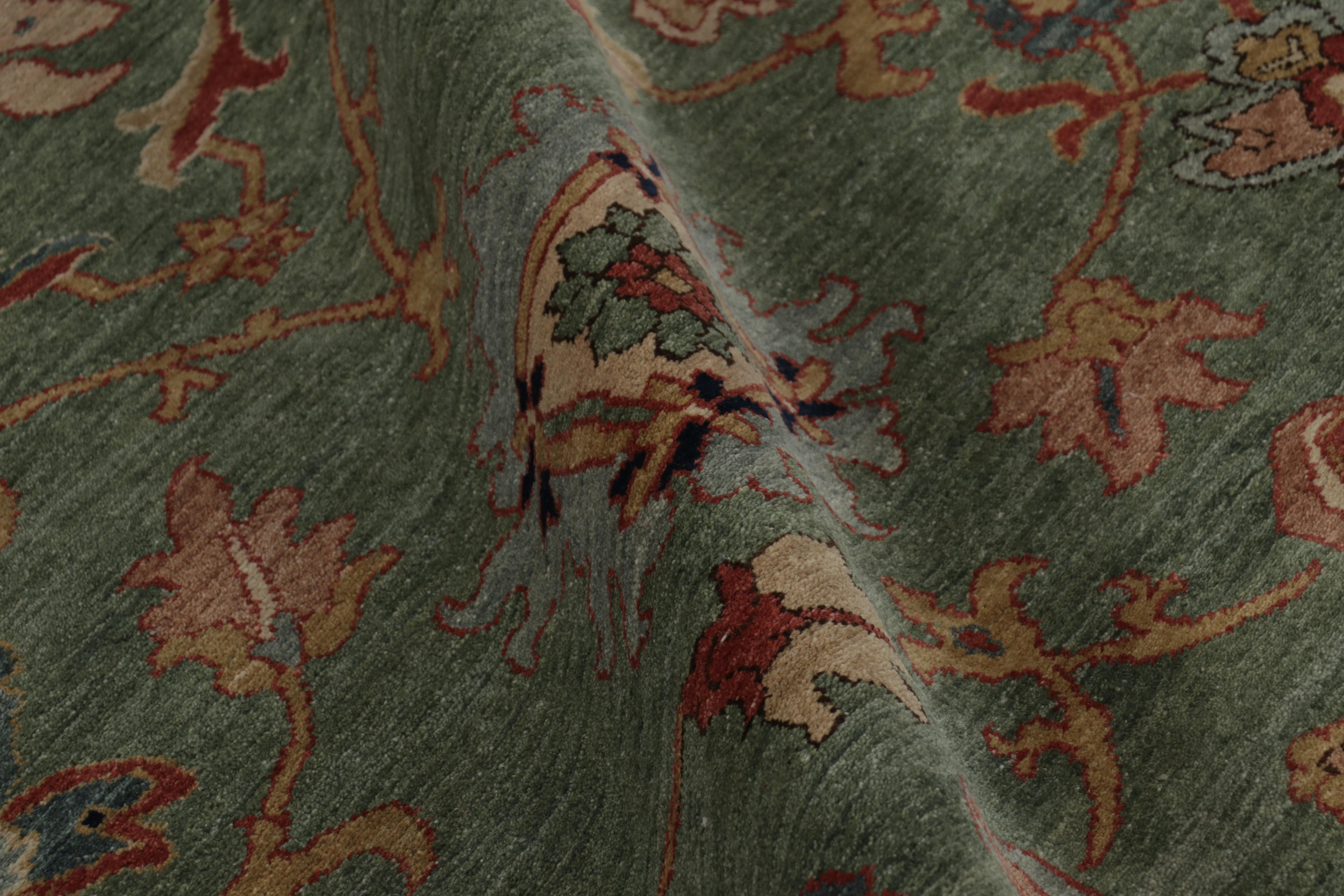 Rug & Kilim's übergroßer Teppich im Sultanabad-Stil in Teal Green mit Blumenmustern im Angebot 2