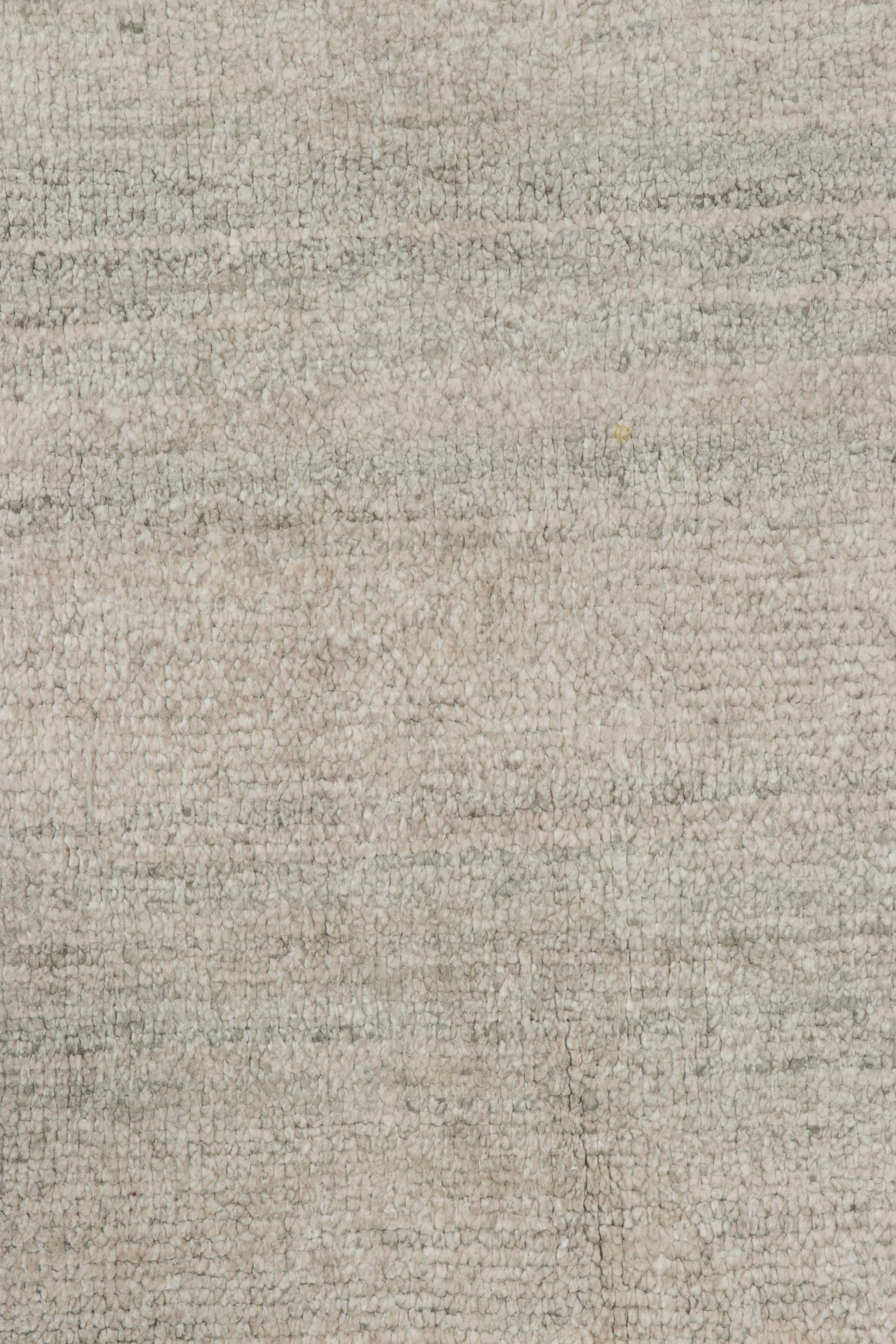 Modern Rug & Kilim’s Oversized Textural Custom Rug Design, Solid Beige and Cream Striae For Sale