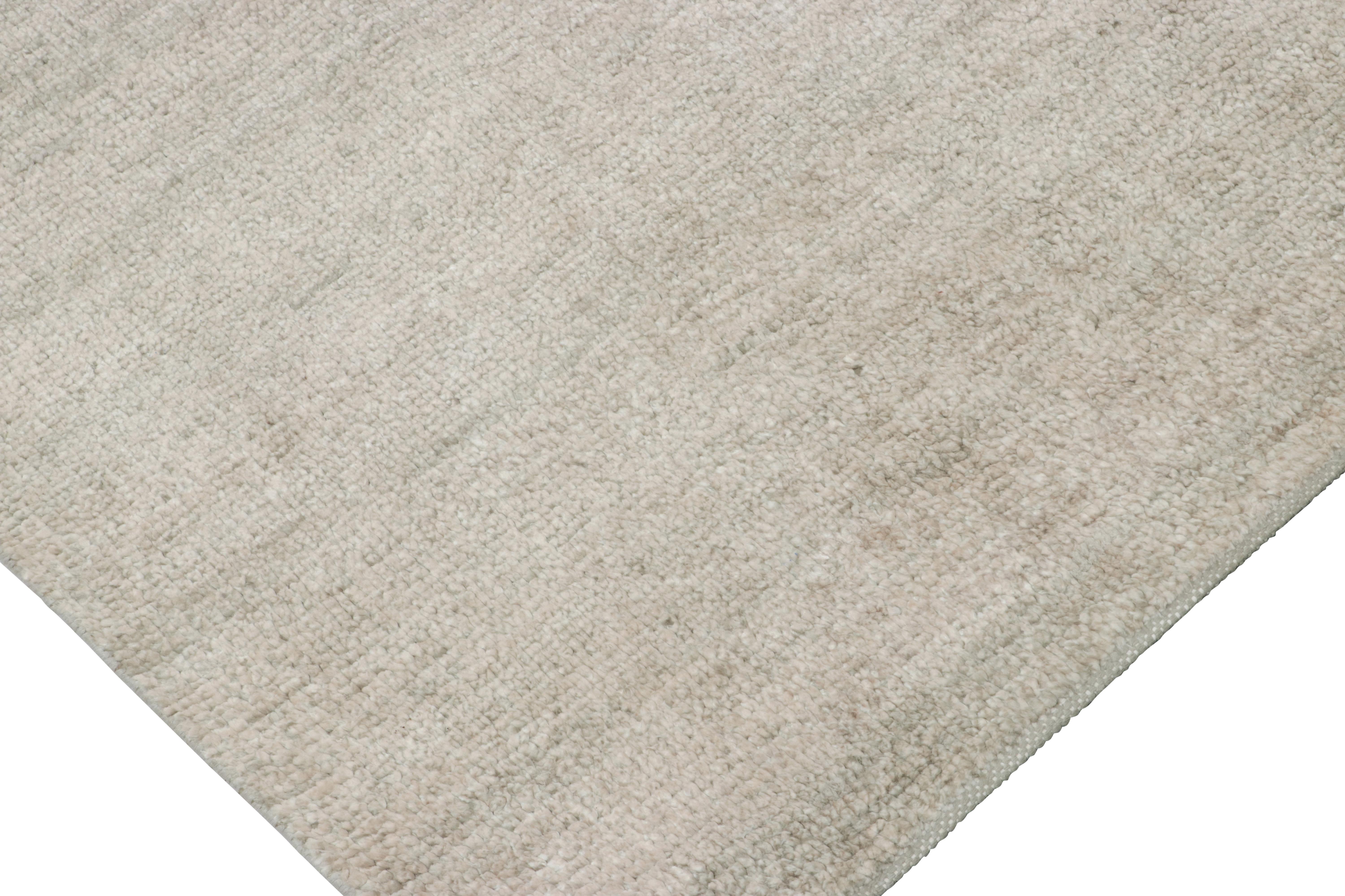 Rug & Kilim’s Oversized Textural Custom Rug Design, Solid Beige and Cream Striae In New Condition For Sale In Long Island City, NY