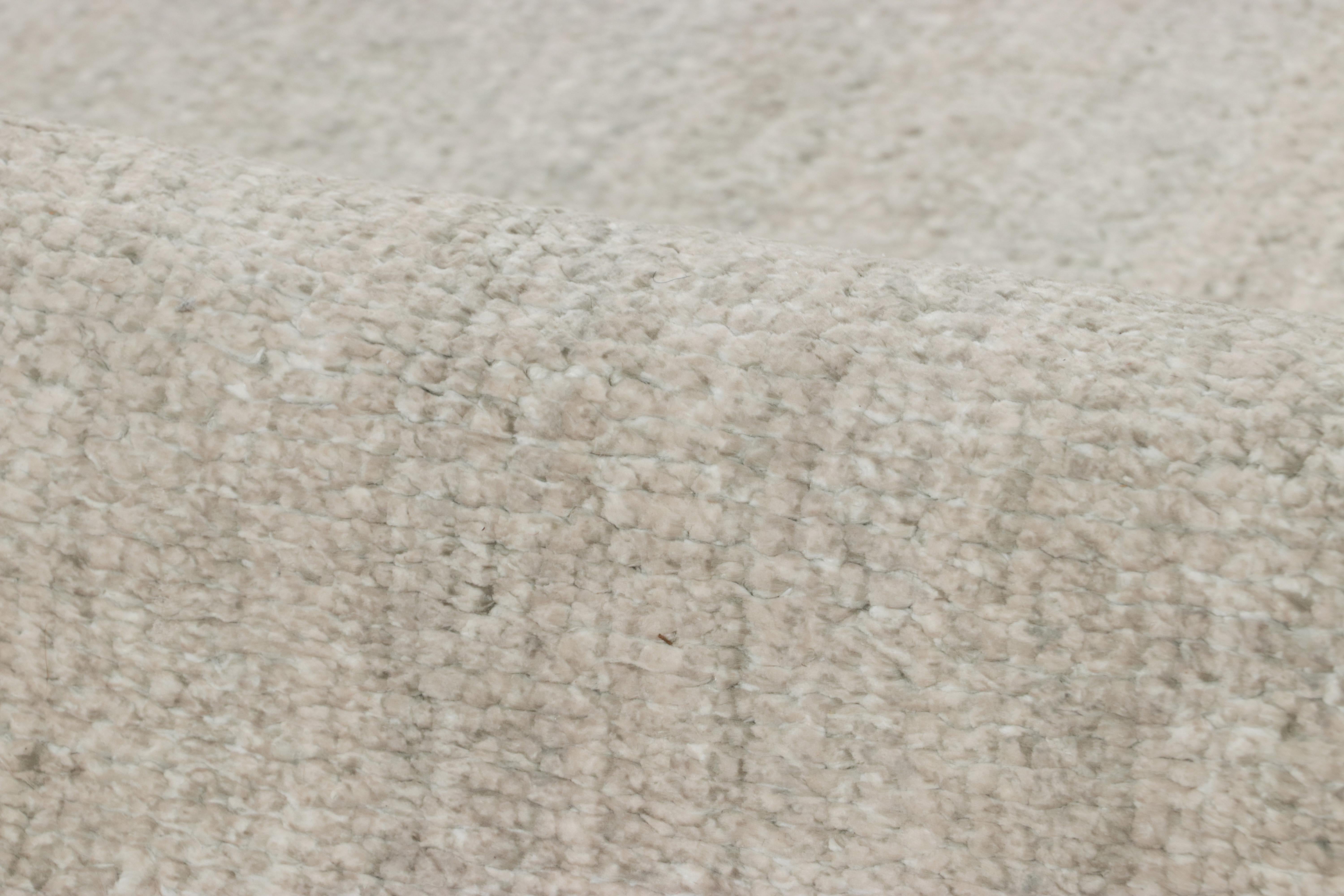 Contemporary Rug & Kilim’s Oversized Textural Custom Rug Design, Solid Beige and Cream Striae For Sale