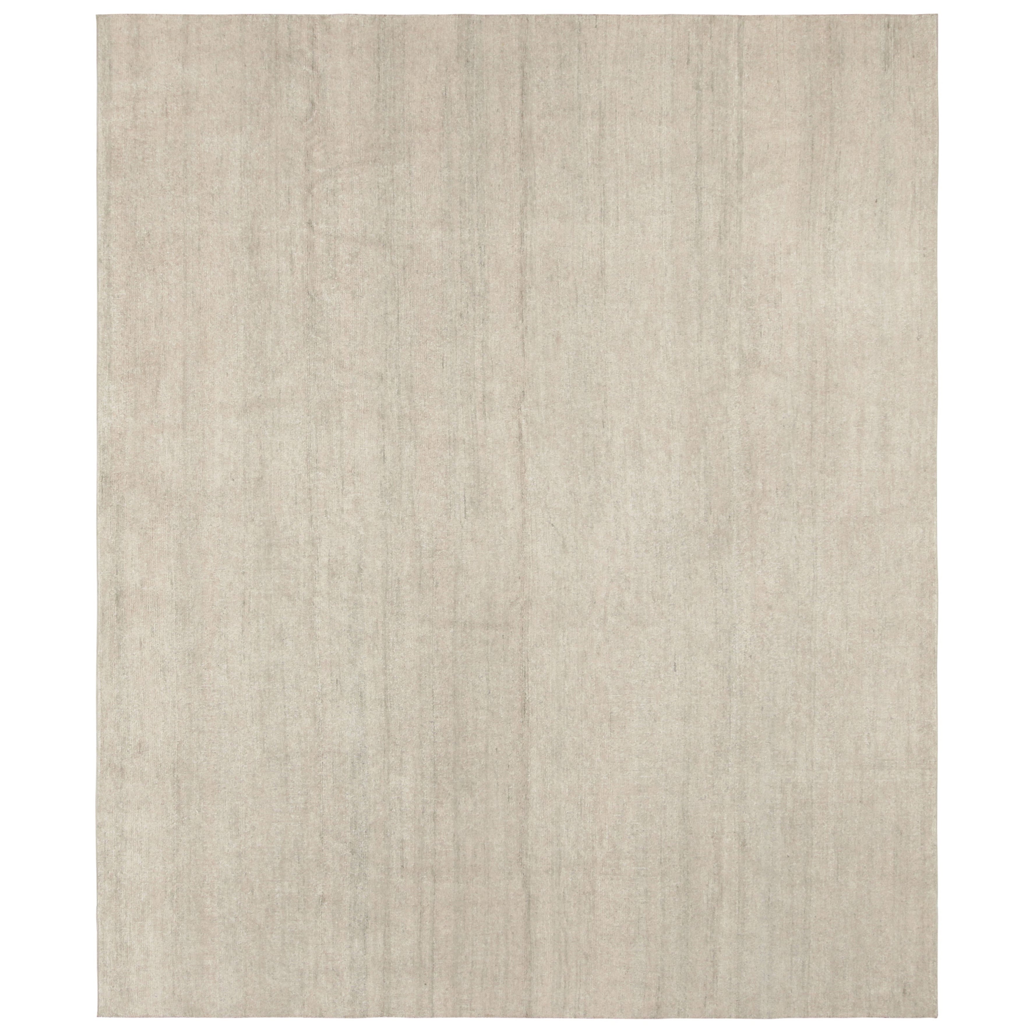 Rug & Kilim’s Oversized Textural Custom Rug Design, Solid Beige and Cream Striae