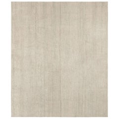 Rug & Kilim’s Oversized Textural Custom Rug Design, Solid Beige and Cream Striae