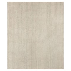 Rug & Kilim’s Oversized Textural Custom Rug Design, Solid Beige and Cream Striae