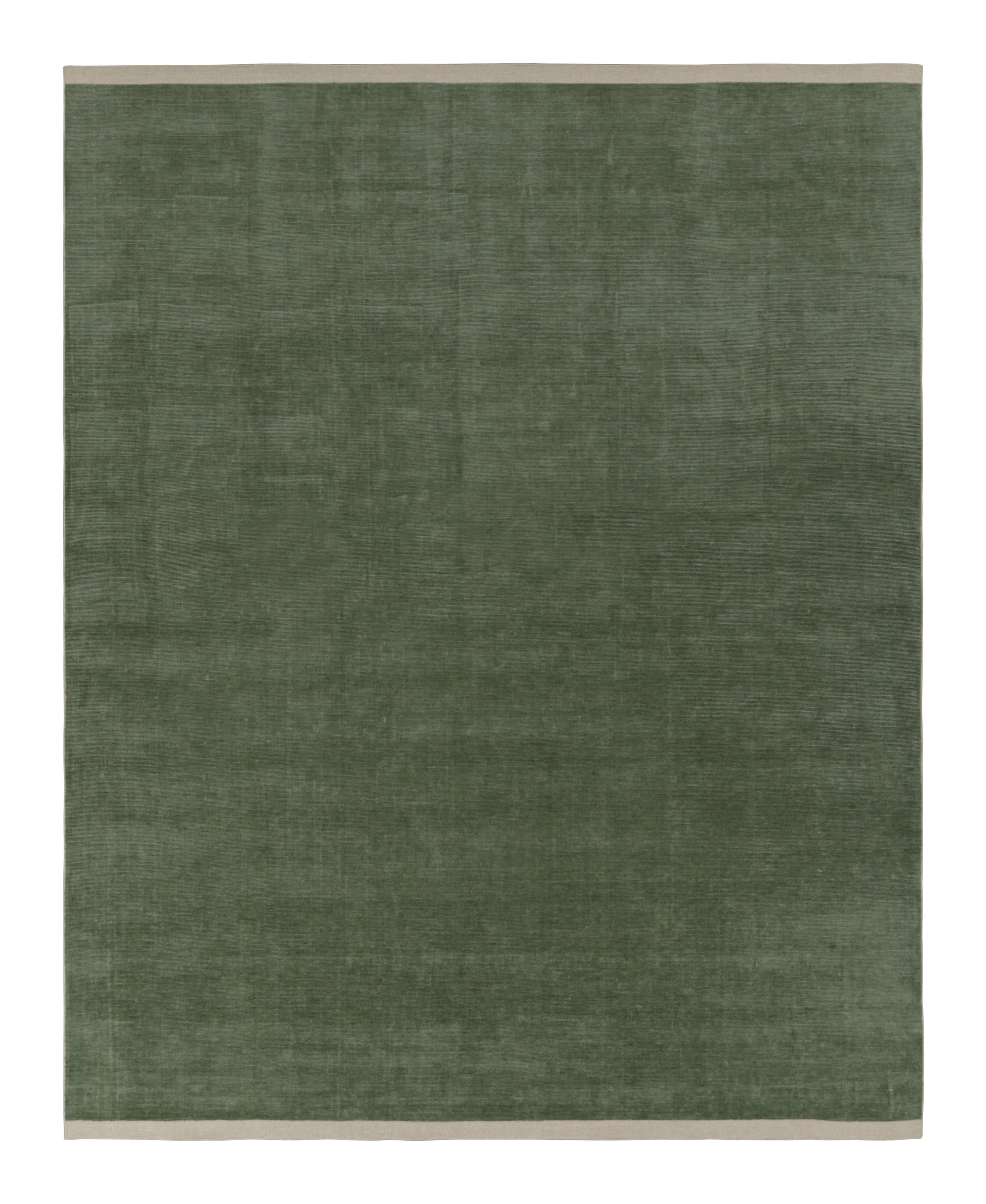 Dieser handgeknüpfte Wollteppich im Format 12x15 ist eine kühne Neuheit in der Textural Collection'S von Rug & Kilim und repräsentiert eine Serie zeitgenössischer Teppiche von einem der talentiertesten persischen Ateliers und Designer, die heute das