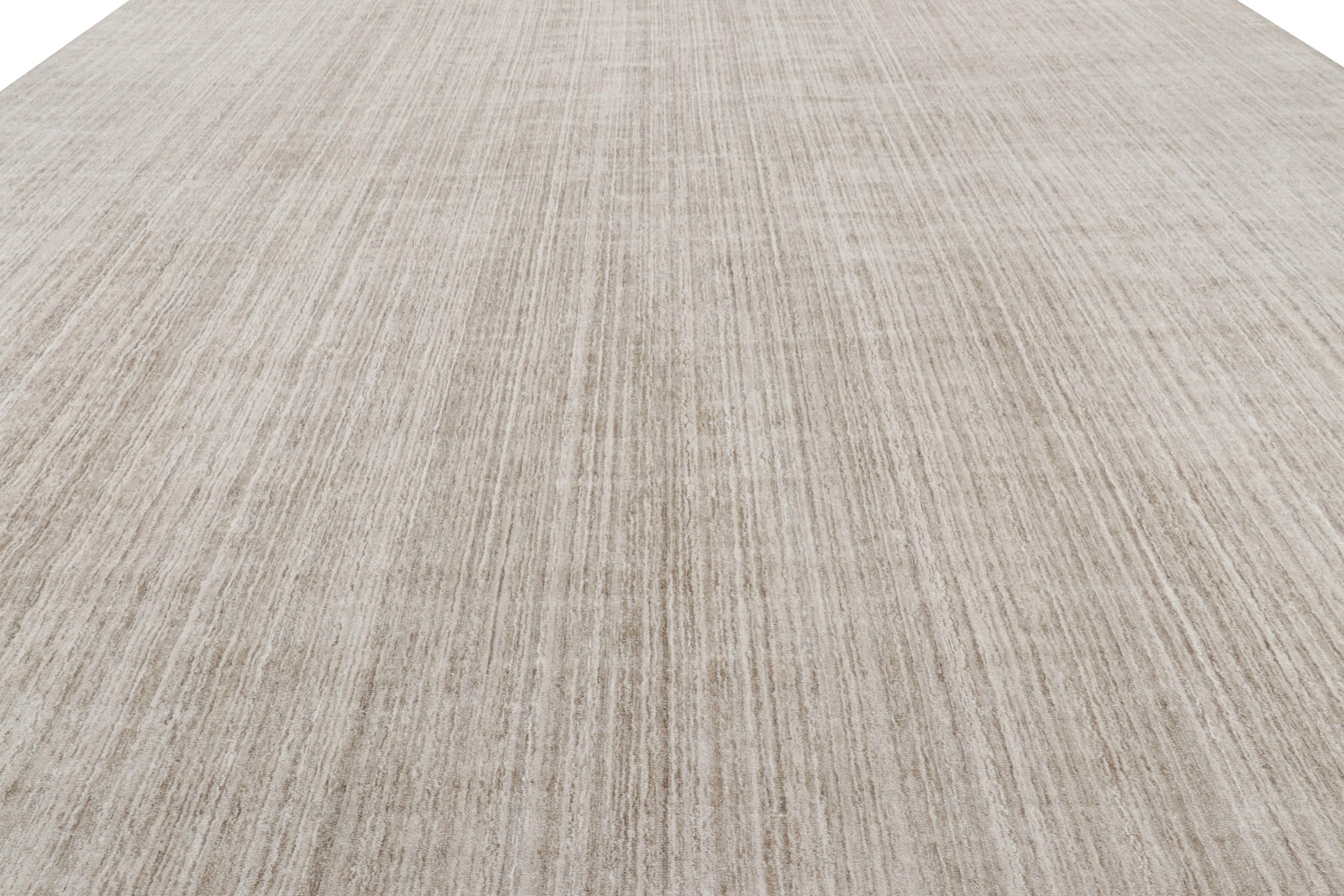 Modern Rug & Kilim’s Oversized Textural Rug In Solid Beige and Cream Tones and Striae For Sale