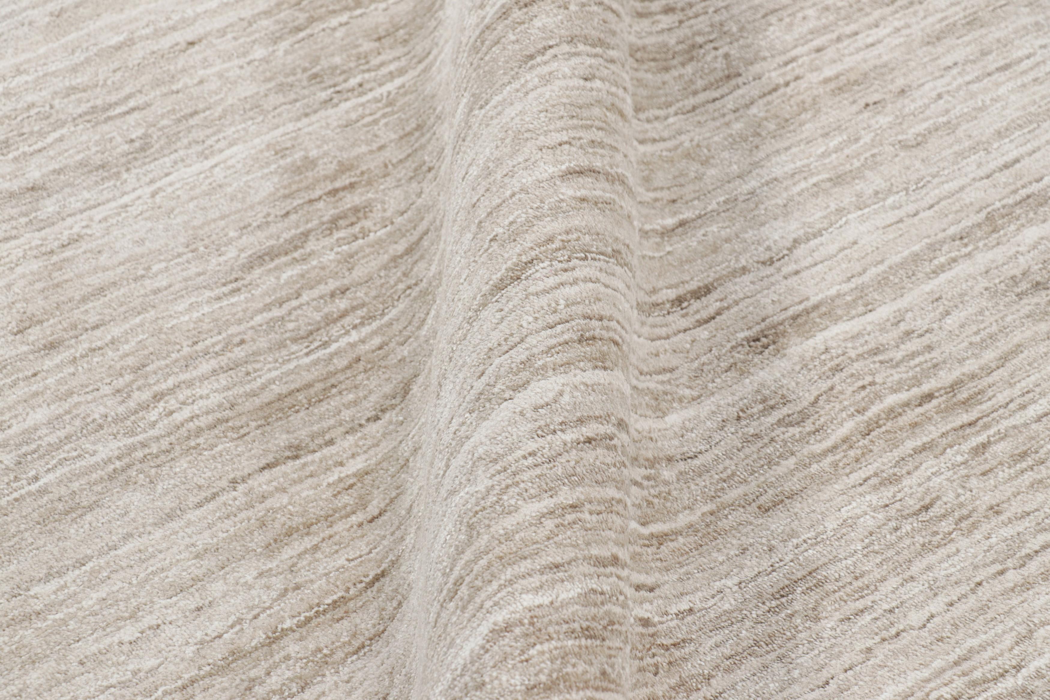 Contemporary Rug & Kilim’s Oversized Textural Rug In Solid Beige and Cream Tones and Striae For Sale