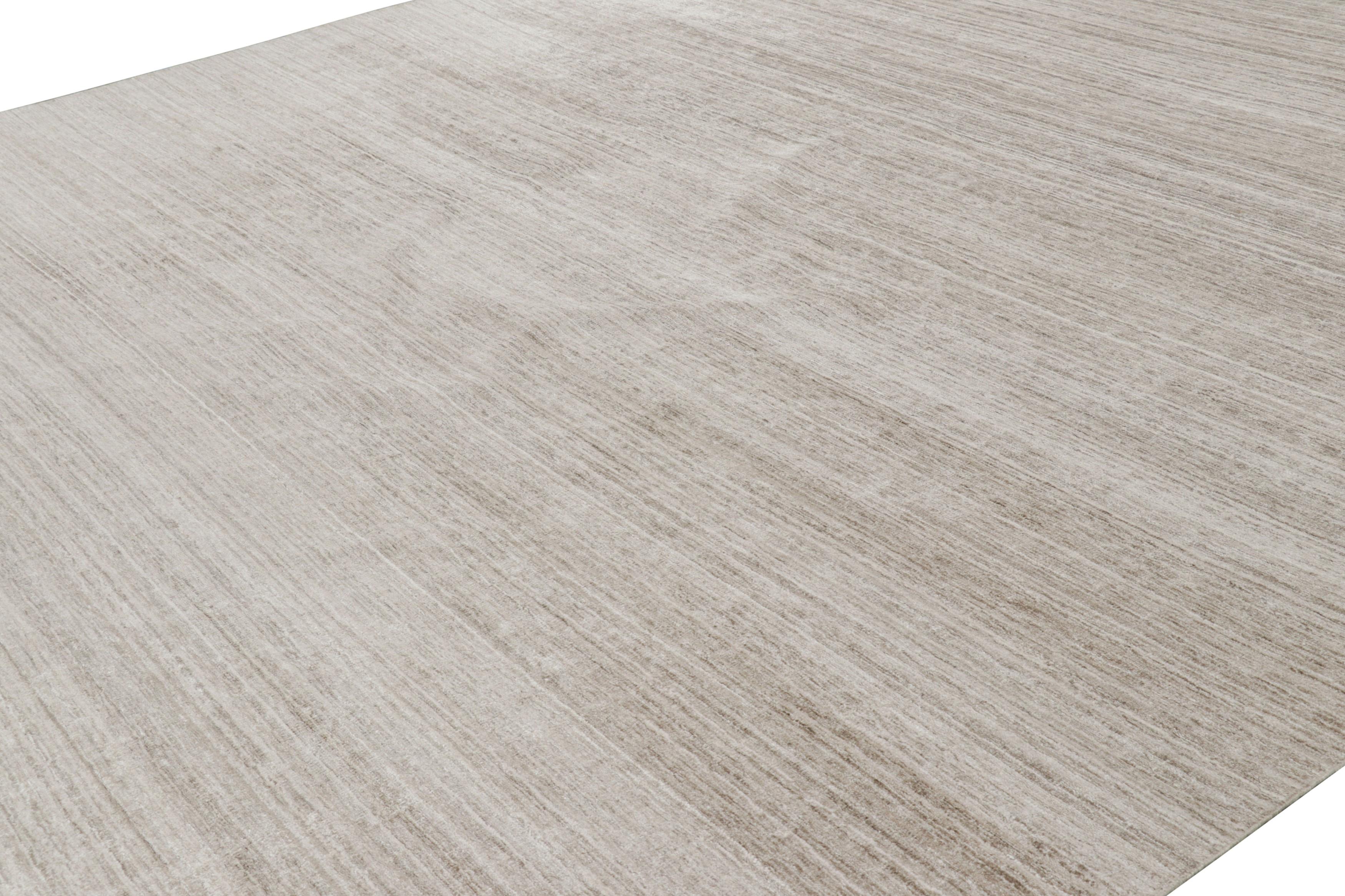 Modern Rug & Kilim’s Oversized Textural Rug In Solid Beige and White Tones and Striae For Sale