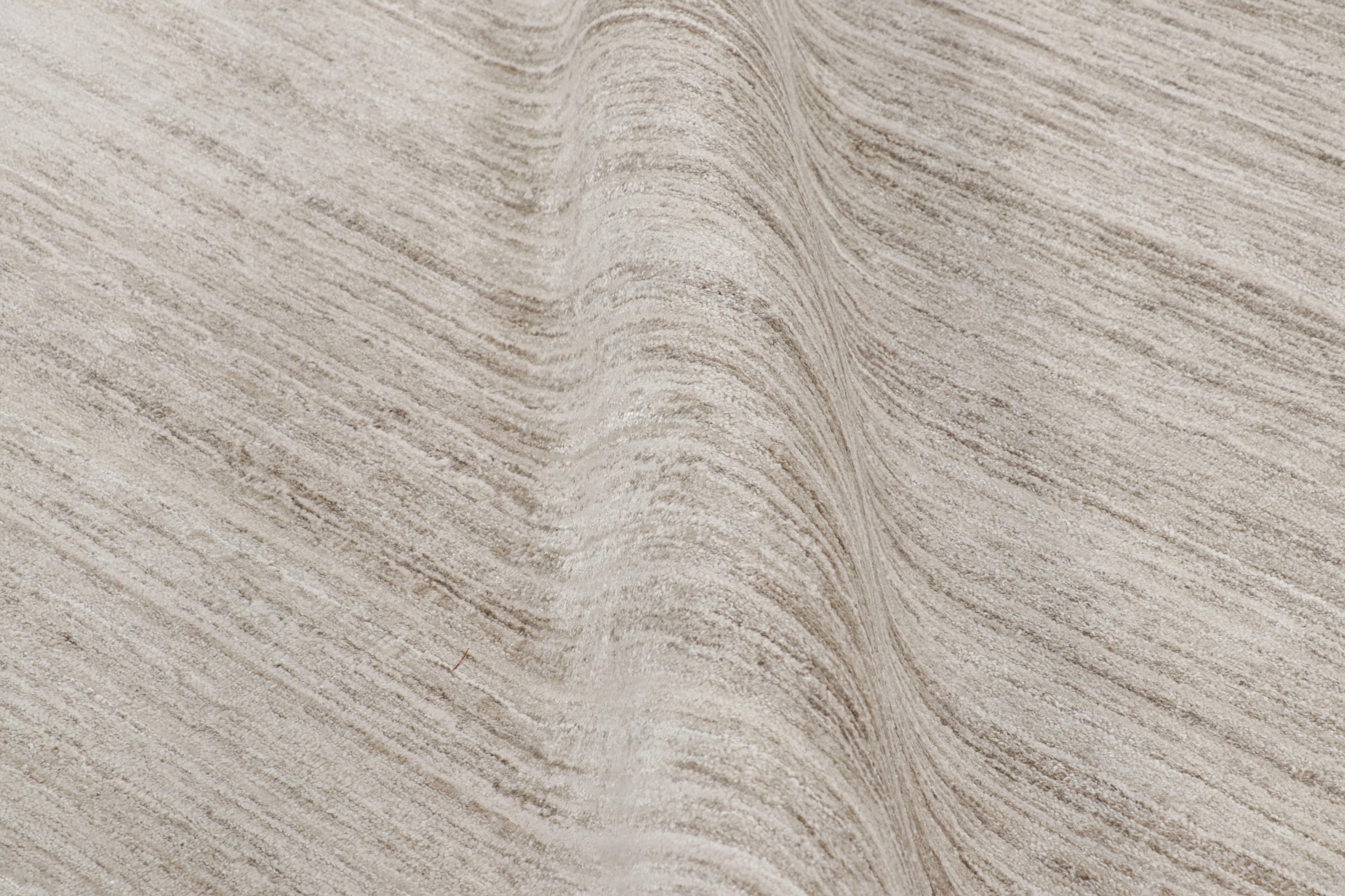 Contemporary Rug & Kilim’s Oversized Textural Rug In Solid Beige and White Tones and Striae For Sale