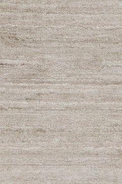 Rug & Kilim’s Oversized Textural Rug In Solid Taupe and White Tones and Striae