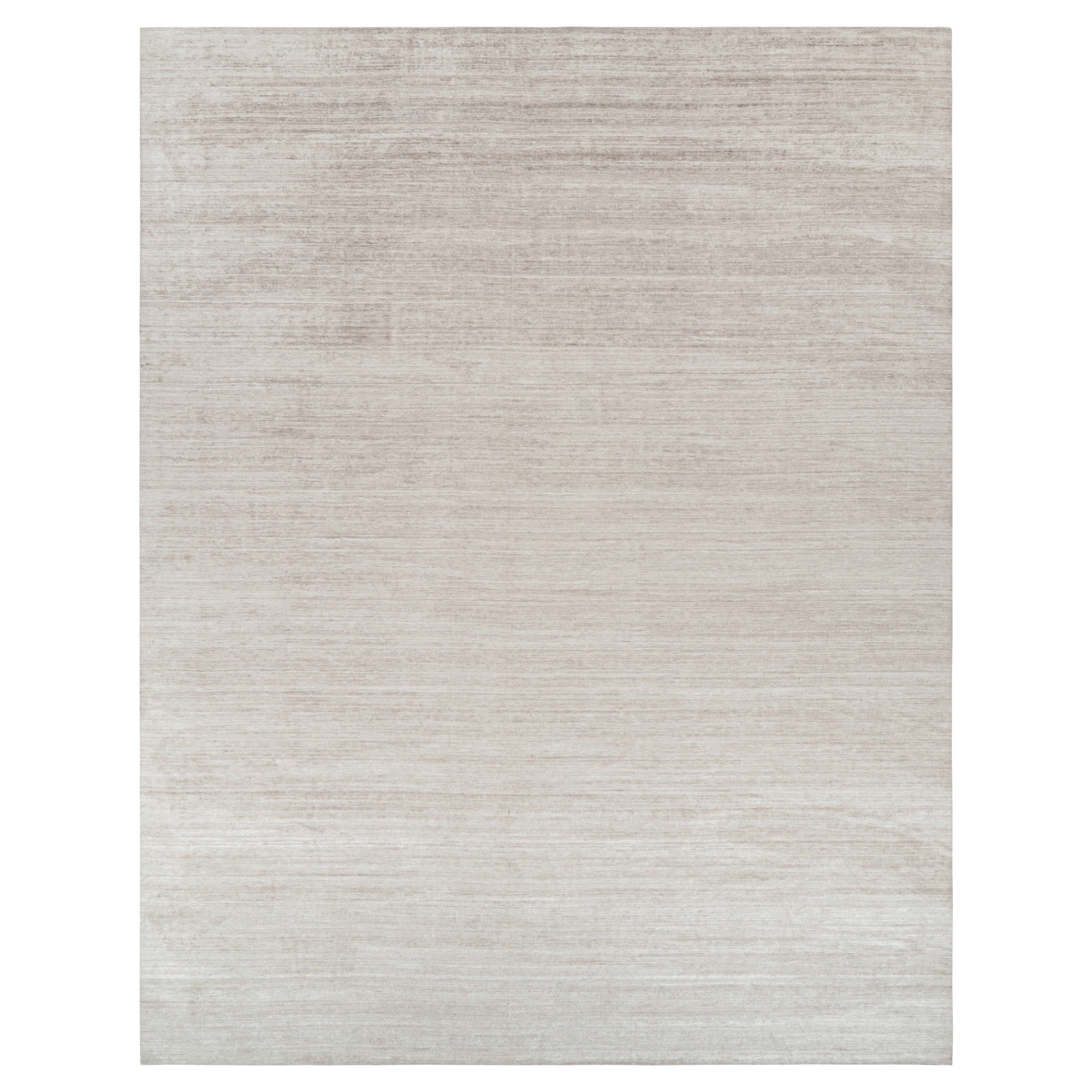 Rug & Kilim’s Oversized Textural Rug In Solid Taupe and White Tones and Striae