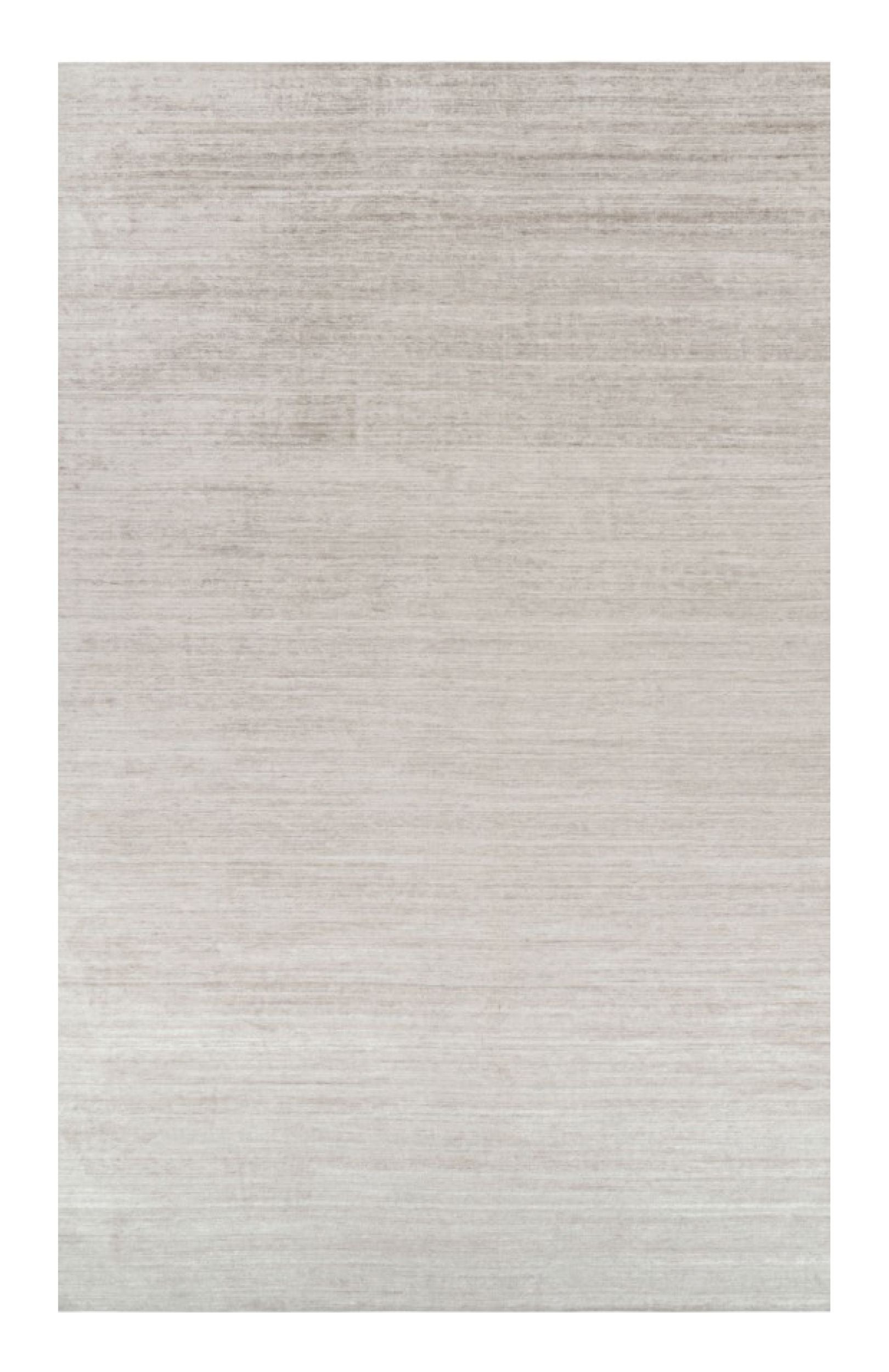 Rug & Kilim’s Oversized Textural Rug In Solid Taupe and White Tones and Striae For Sale