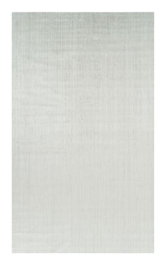 Rug & Kilim’s Oversized Textural Rug In Solid White and Silver-Gray Striae