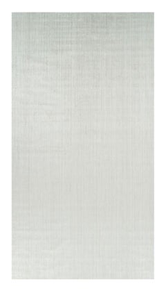 Rug & Kilim’s Oversized Textural Rug In Solid White and Silver-Gray Striae
