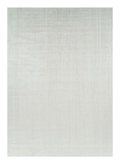 Rug & Kilim’s Oversized Textural Rug In Solid White and Silver-Gray Striae