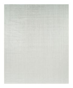 Rug & Kilim’s Oversized Textural Rug In Solid White and Silver-Gray Striae