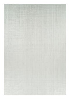 Rug & Kilim’s Oversized Textural Rug In Solid White and Silver-Gray Striae